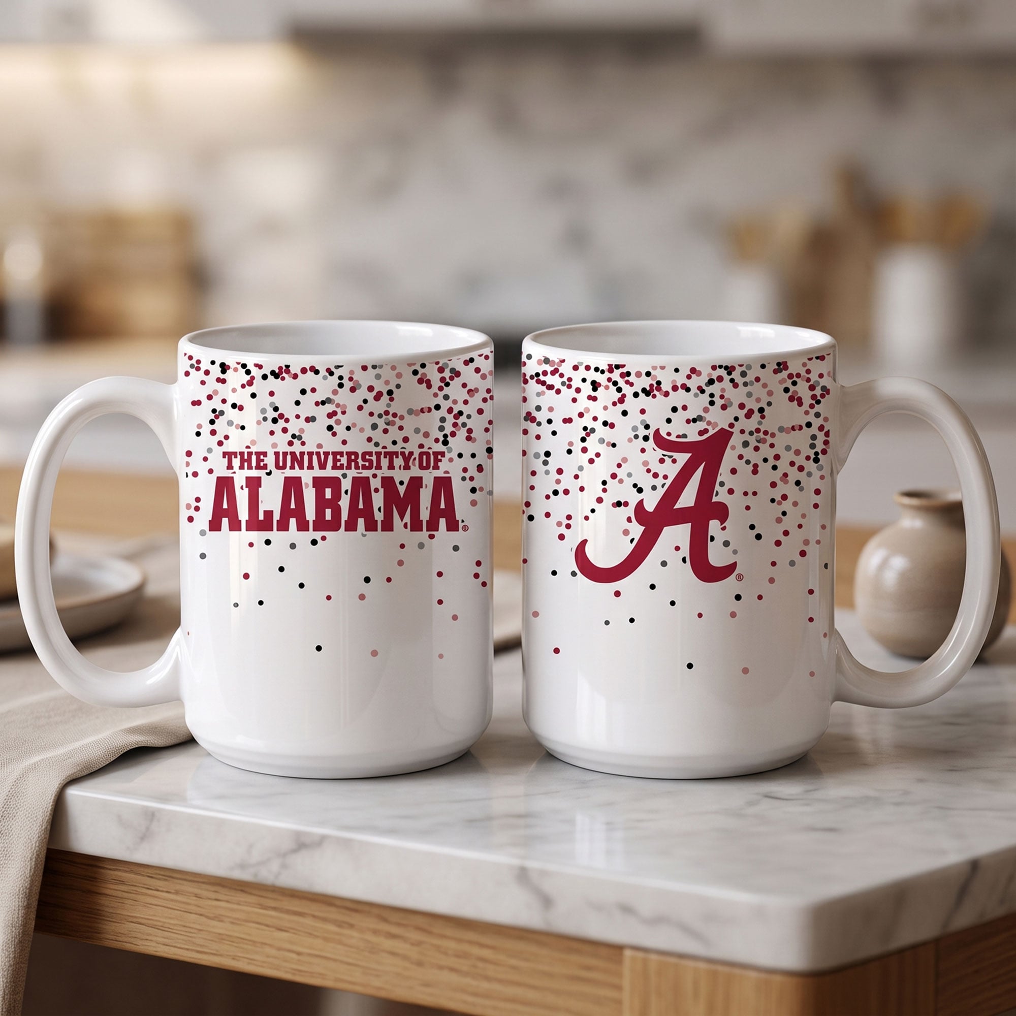 Mug à confettis Crimson Tide d'Indigo Falls, Alabama - Lot de 2