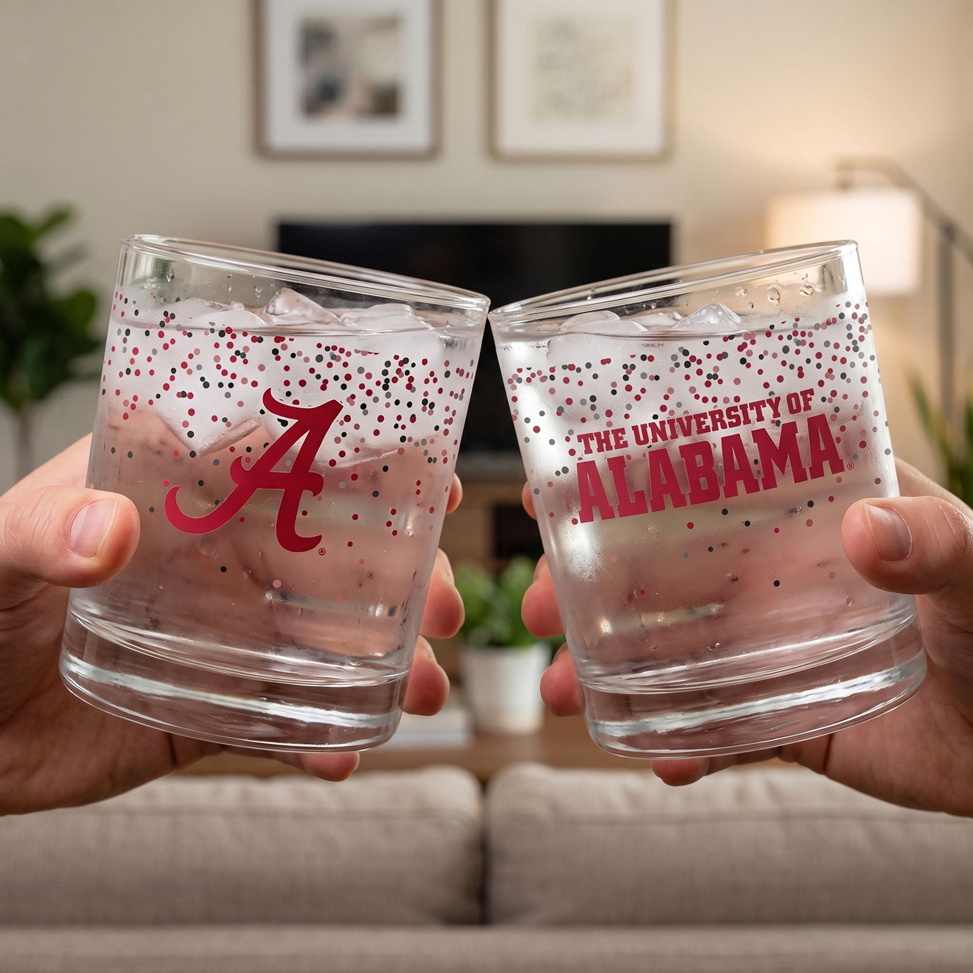 Ensemble de 2 verres à whisky Indigo Falls Alabama Crimson Tide Confetti