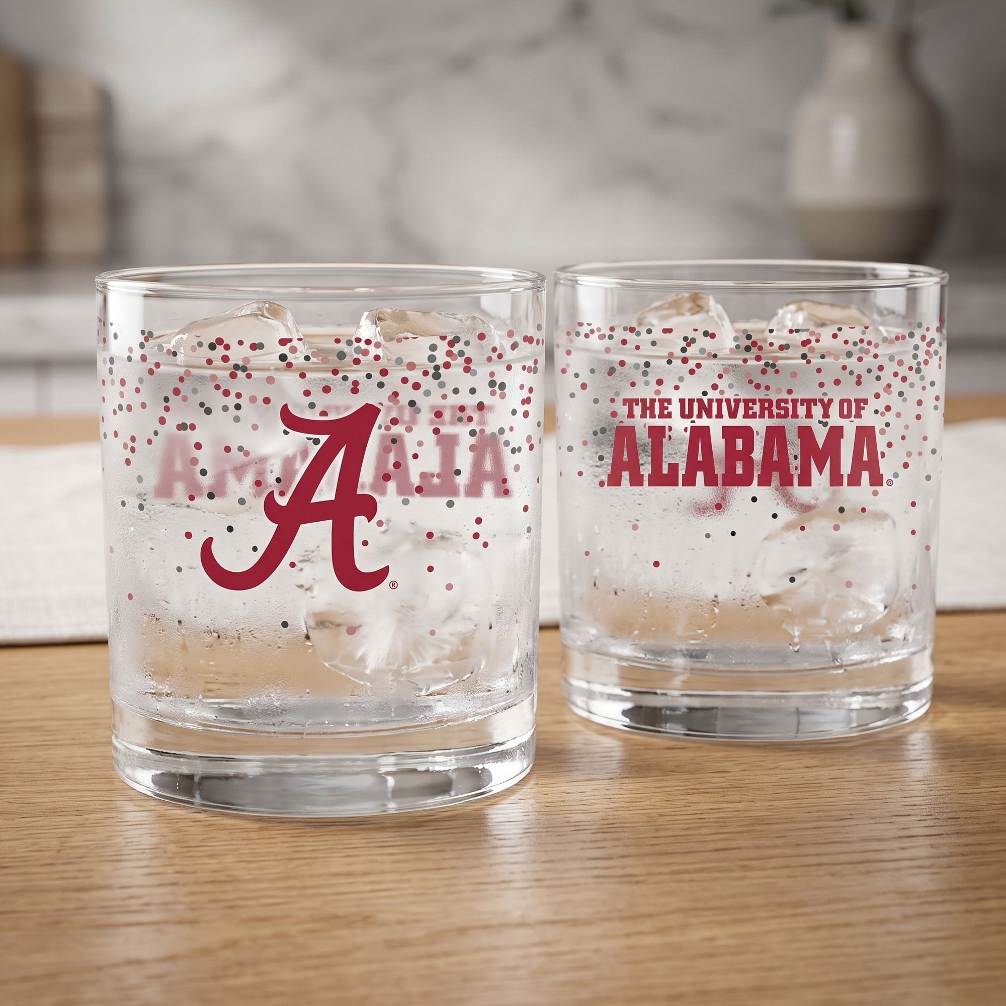 Ensemble de 2 verres à whisky Indigo Falls Alabama Crimson Tide Confetti