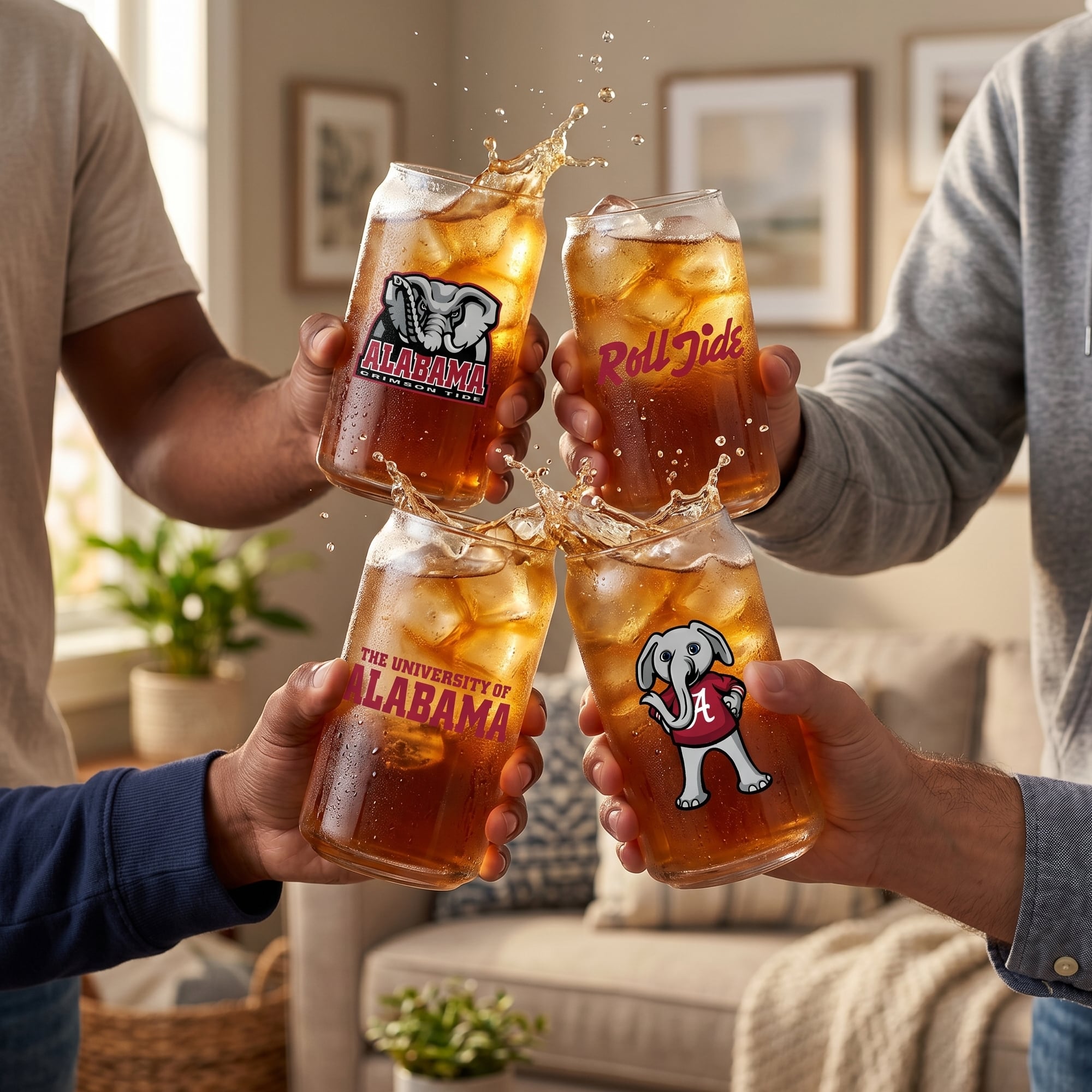 Ensemble de 4 canettes en verre Indigo Falls Alabama Crimson Tide Core Collectors