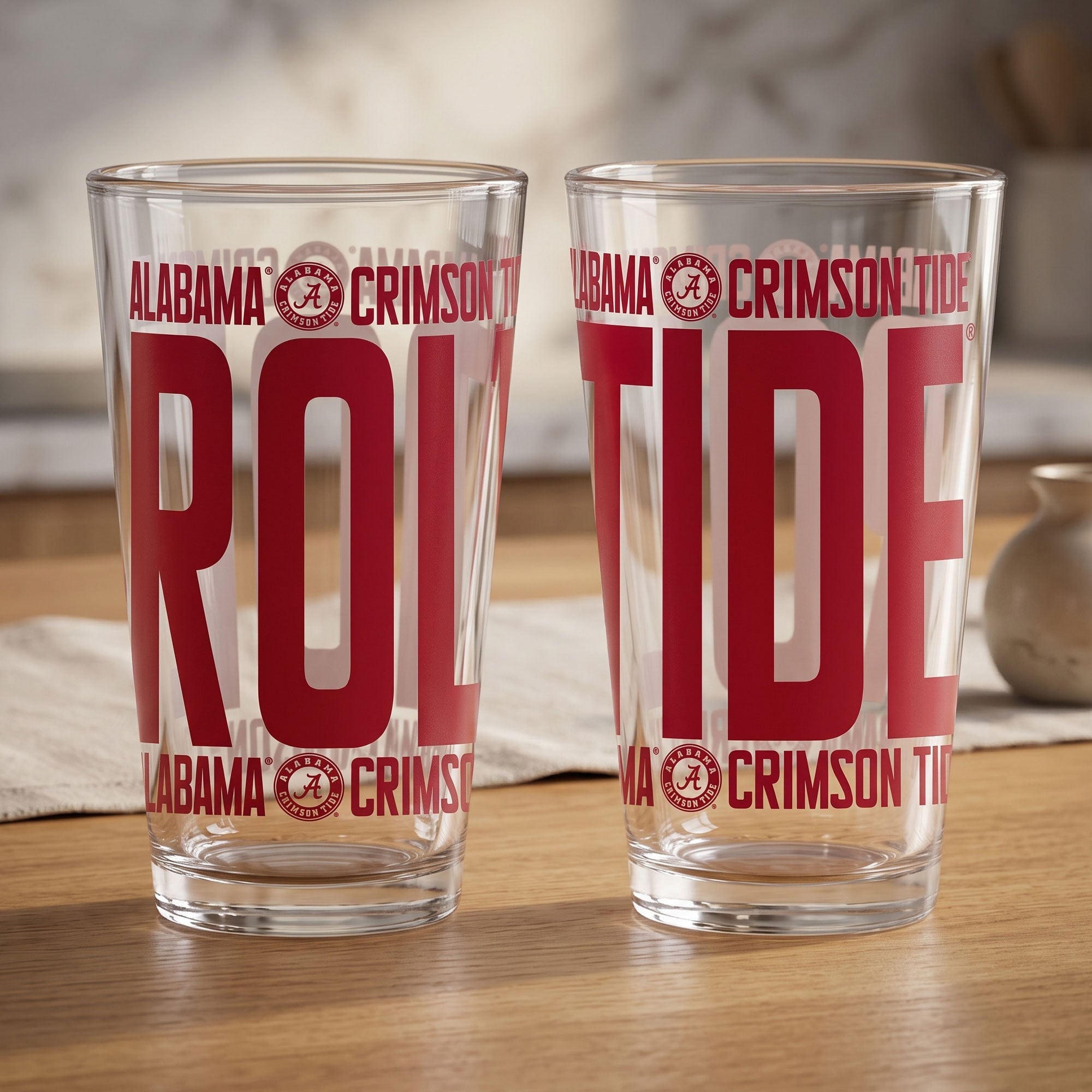 Ensemble de 2 verres à pinte surélevés Crimson Tide d'Indigo Falls, Alabama