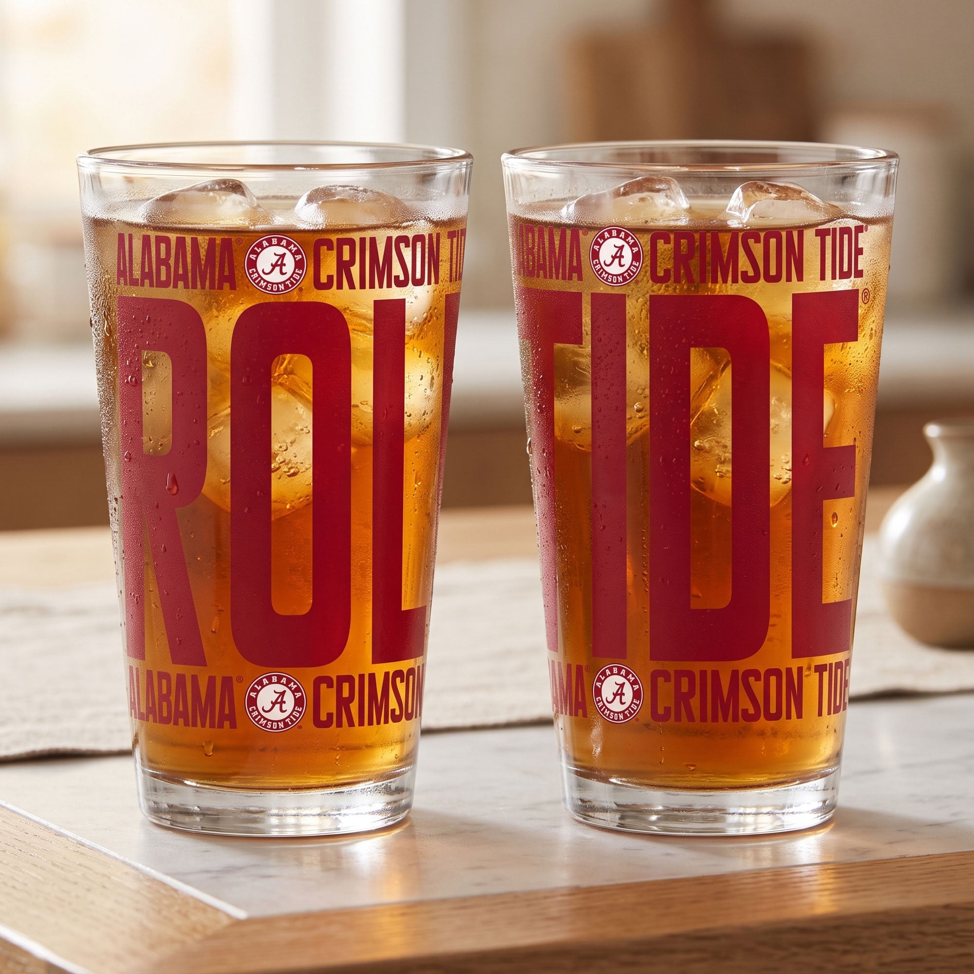 Ensemble de 2 verres à pinte surélevés Crimson Tide d'Indigo Falls, Alabama