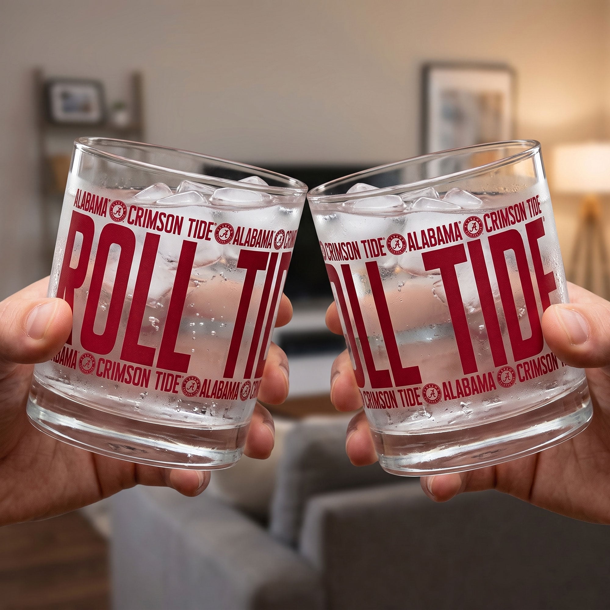 Indigo Falls Alabama Crimson Tide Elevated Rocks Glass - Set of 2