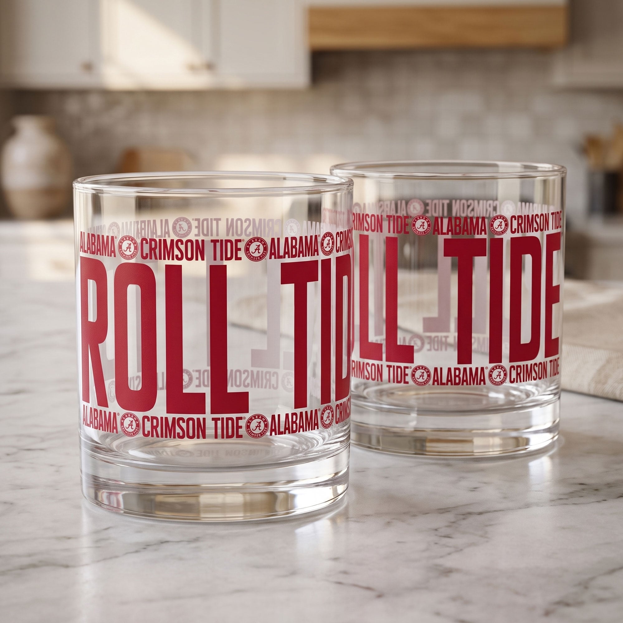 Indigo Falls Alabama Crimson Tide Elevated Rocks Glass - Set of 2