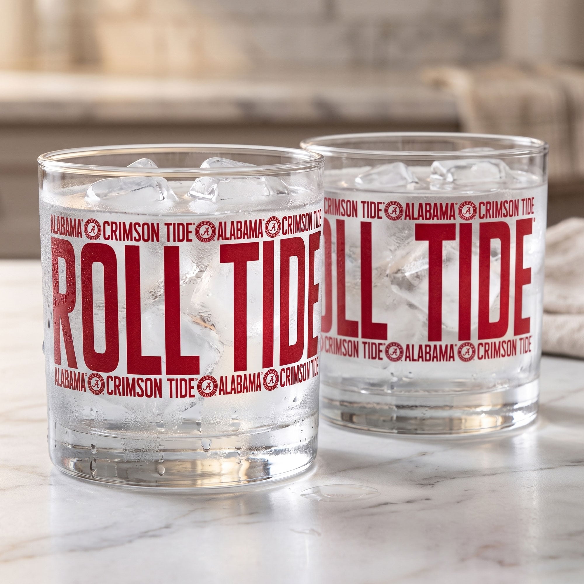 Indigo Falls Alabama Crimson Tide Elevated Rocks Glass - Set of 2