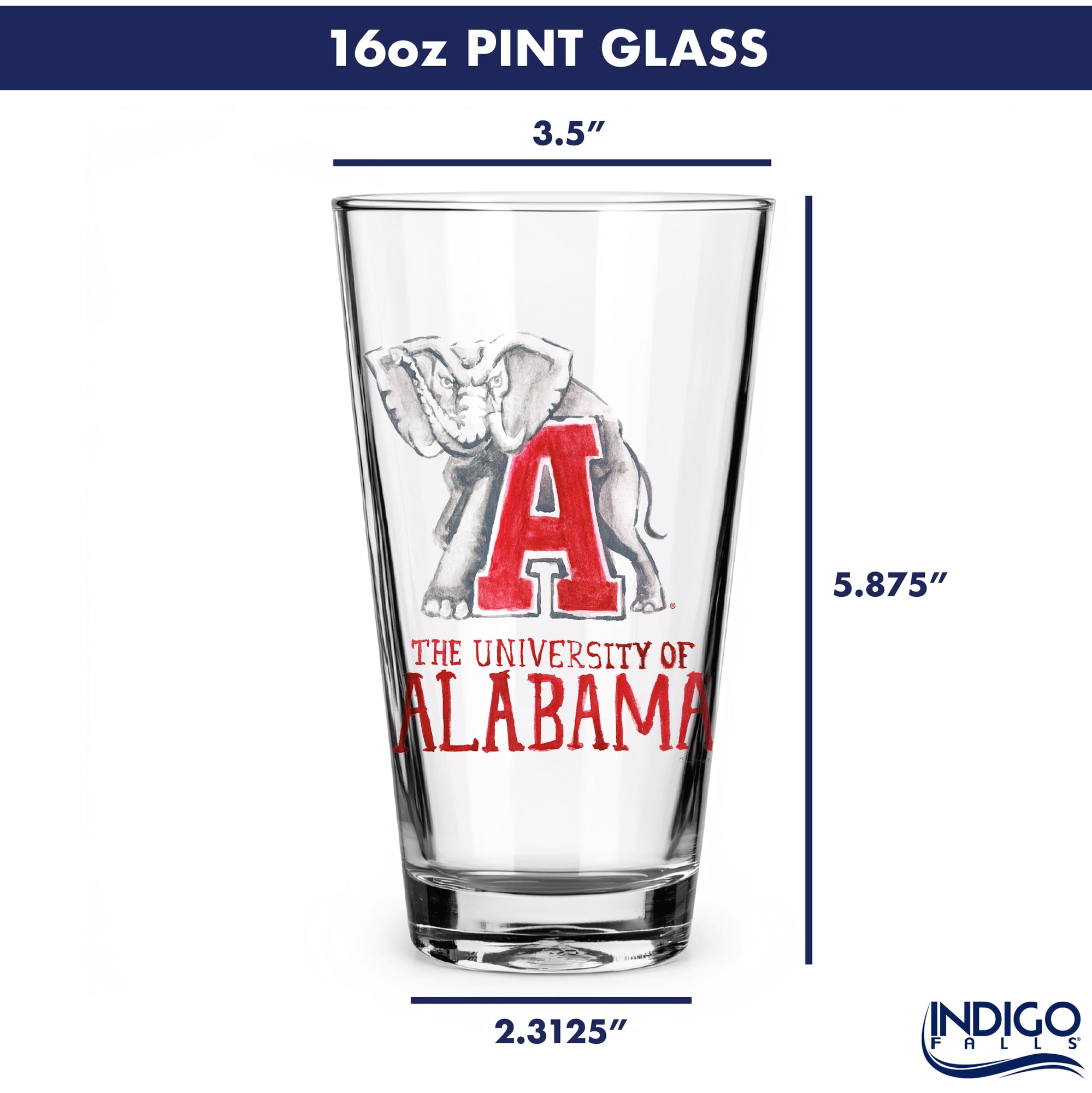 Ensemble de 2 verres à bière à l'effigie de Laura Wilcox, mascotte des Crimson Tide d'Indigo Falls