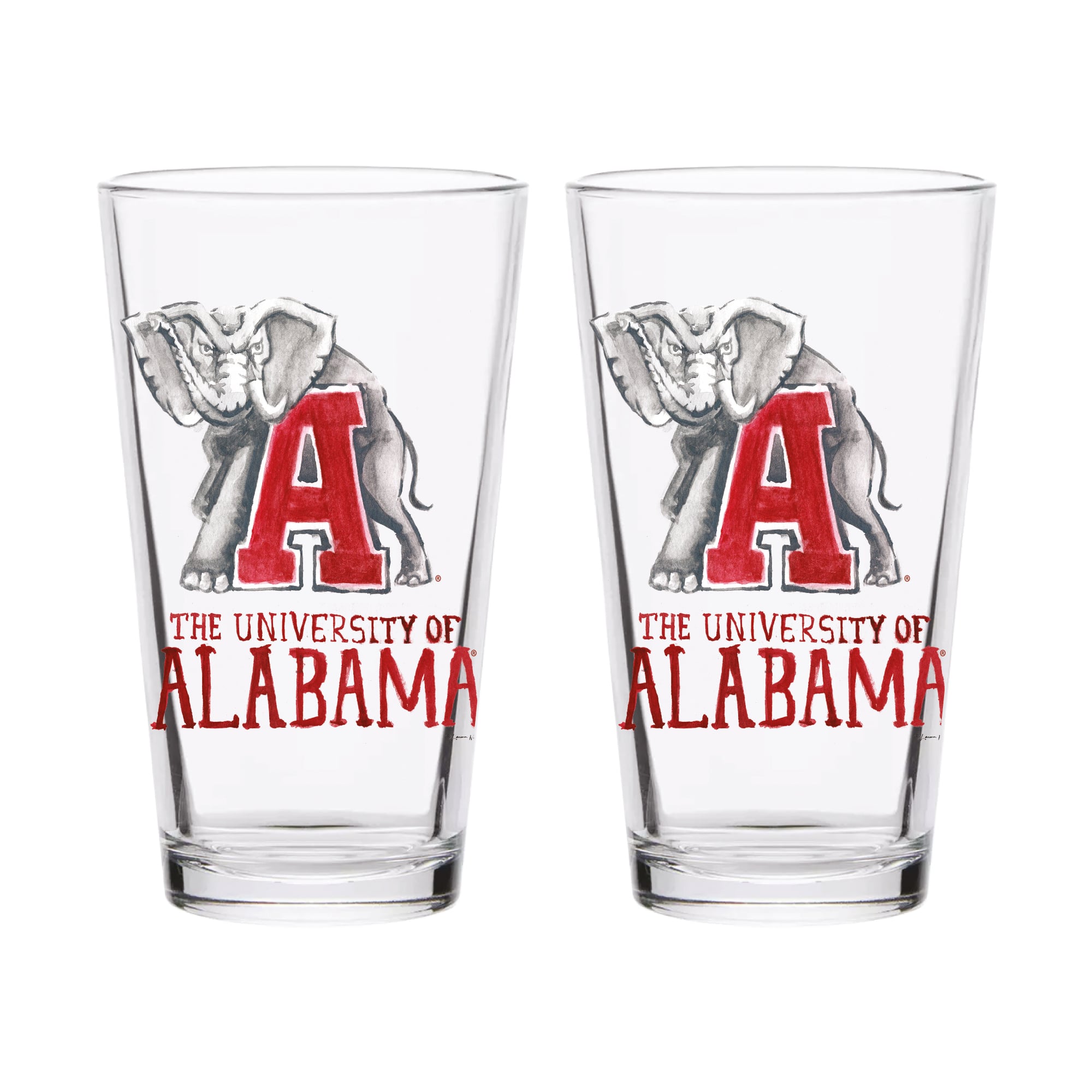 Ensemble de 2 verres à bière à l'effigie de Laura Wilcox, mascotte des Crimson Tide d'Indigo Falls