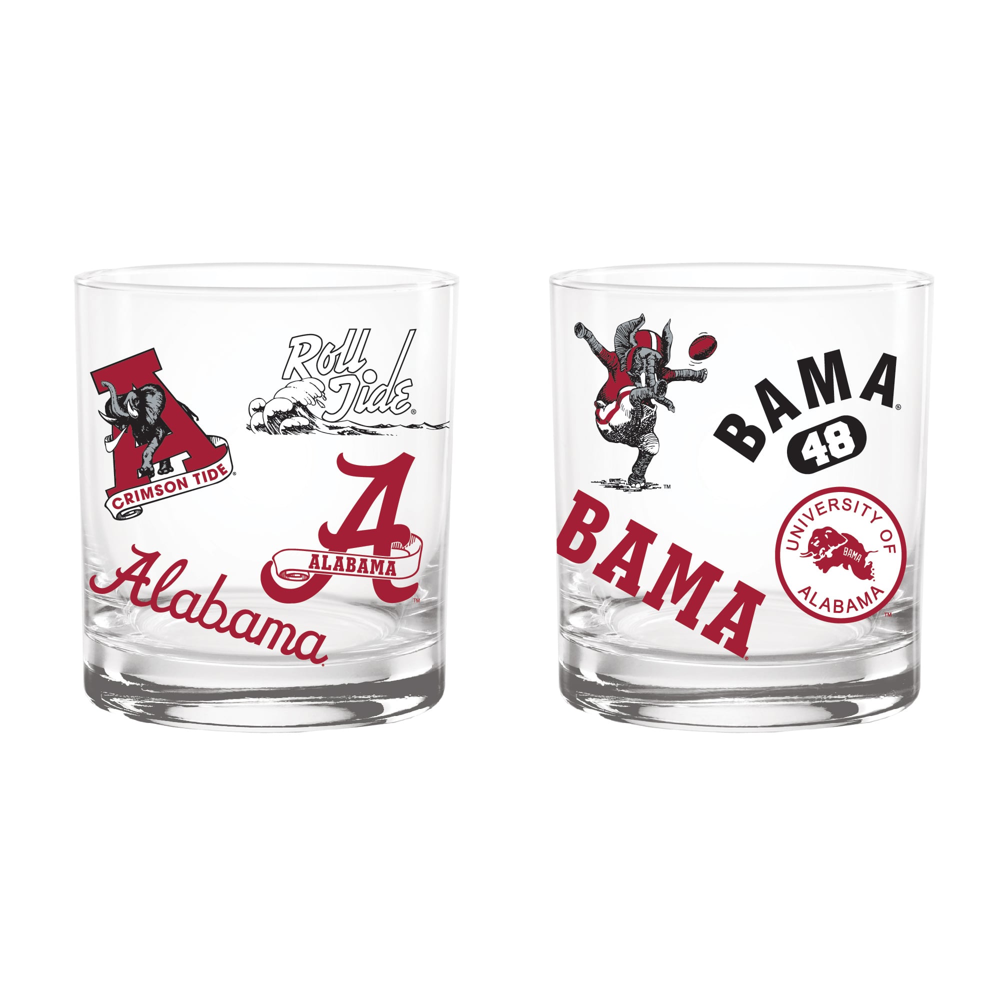 Verres à whisky vintage Indigo Falls Alabama Crimson Tide Medley - Lot de 2