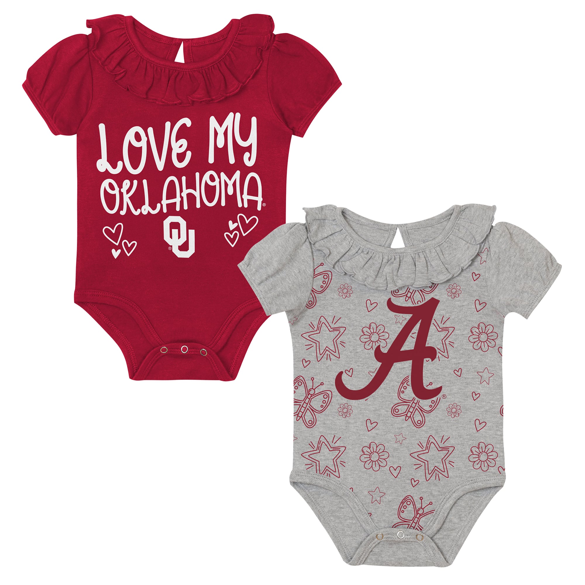 Infant Outerstuff Crimson/Gray Alabama Crimson Tide Two-Pack Playtime Ruffle Bodysuit Set