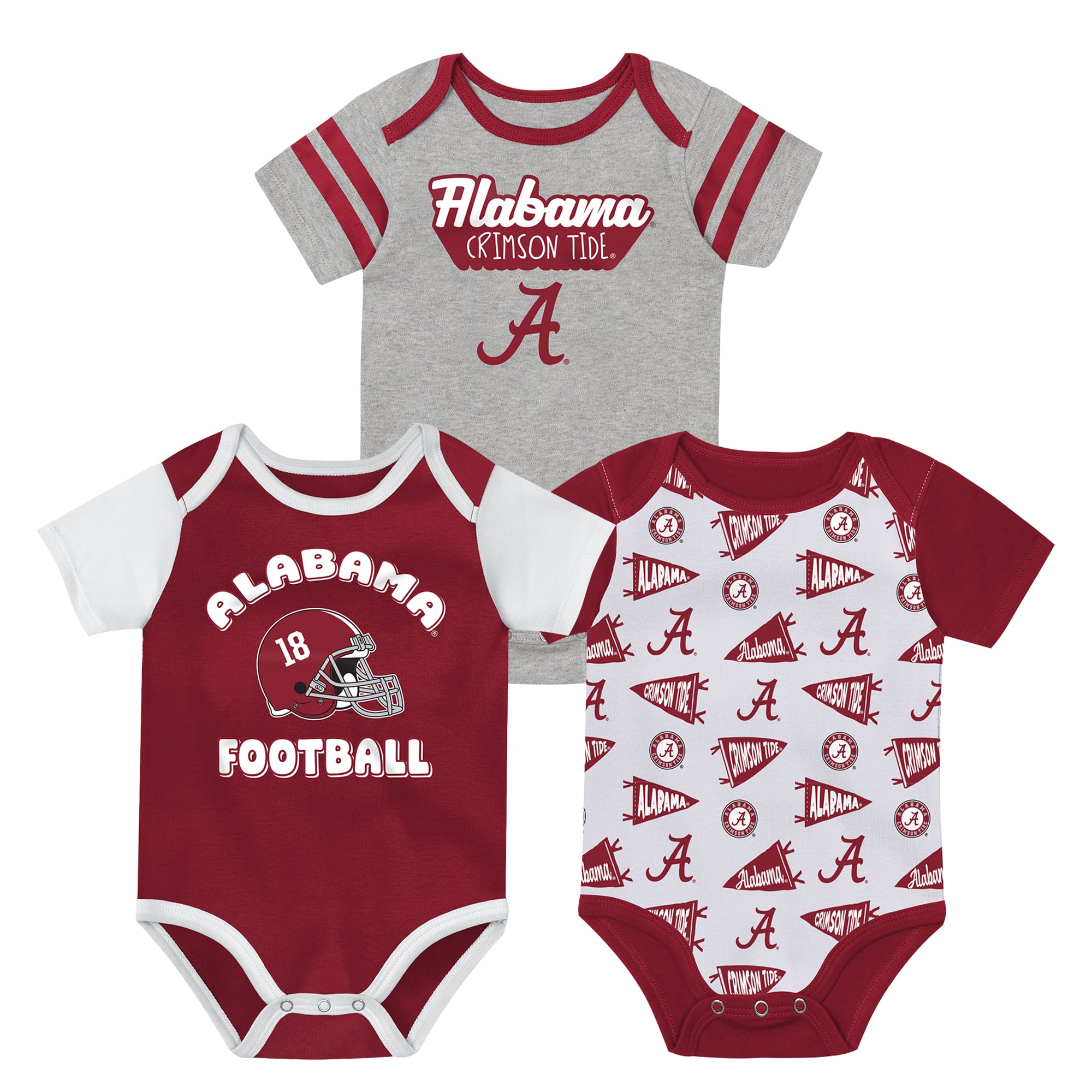 Infant Outerstuff Crimson/White/Gray Alabama Crimson Tide Star Player Three-Piece Bodysuit Set