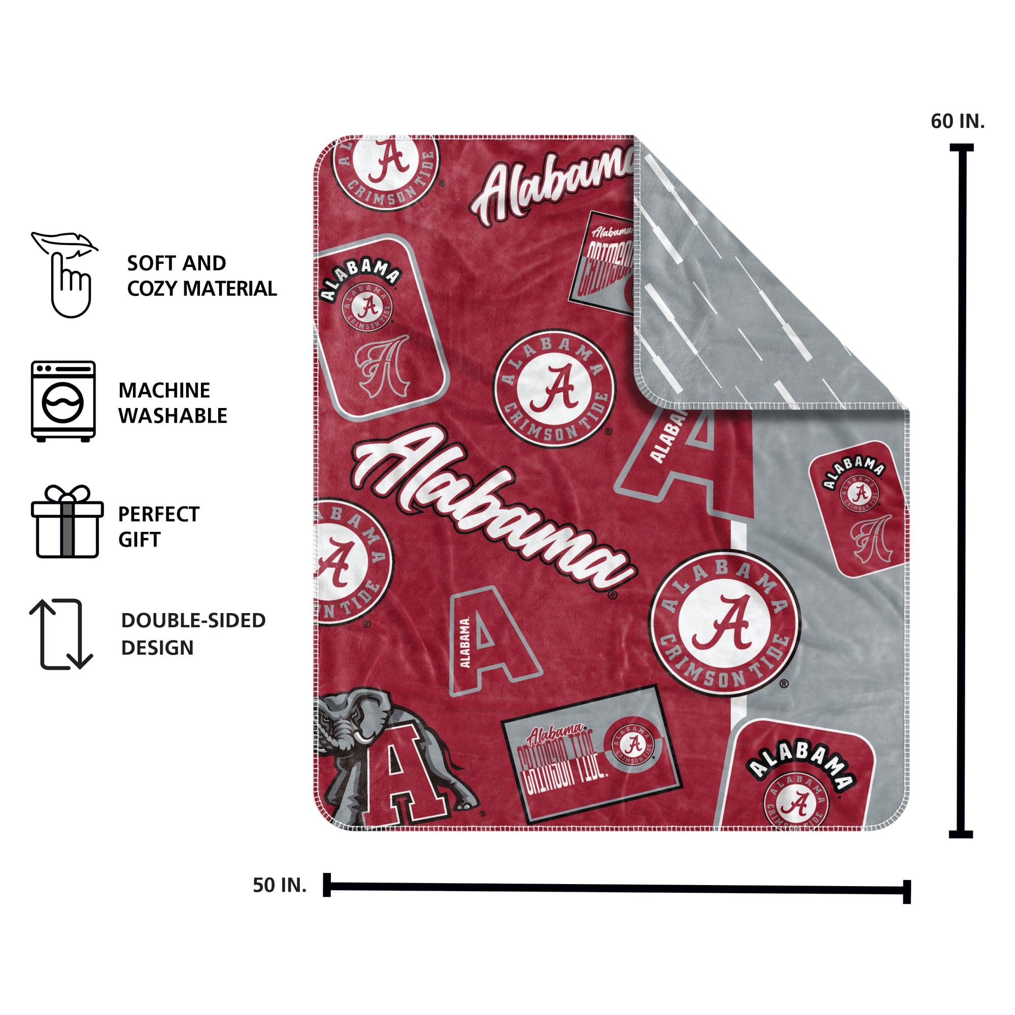 Couverture jetée Dream Weave 50" x 60" Logo Brands Alabama Crimson Tide