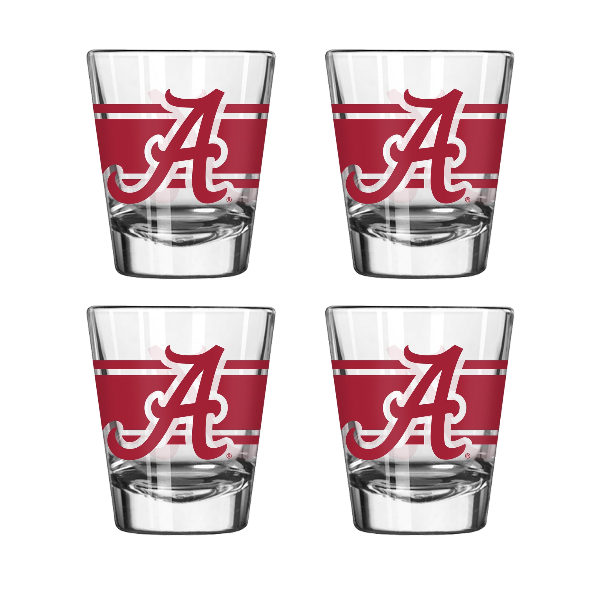 Logo Brands Alabama Crimson Tide Four-Piece Stripe Shot Glass Set