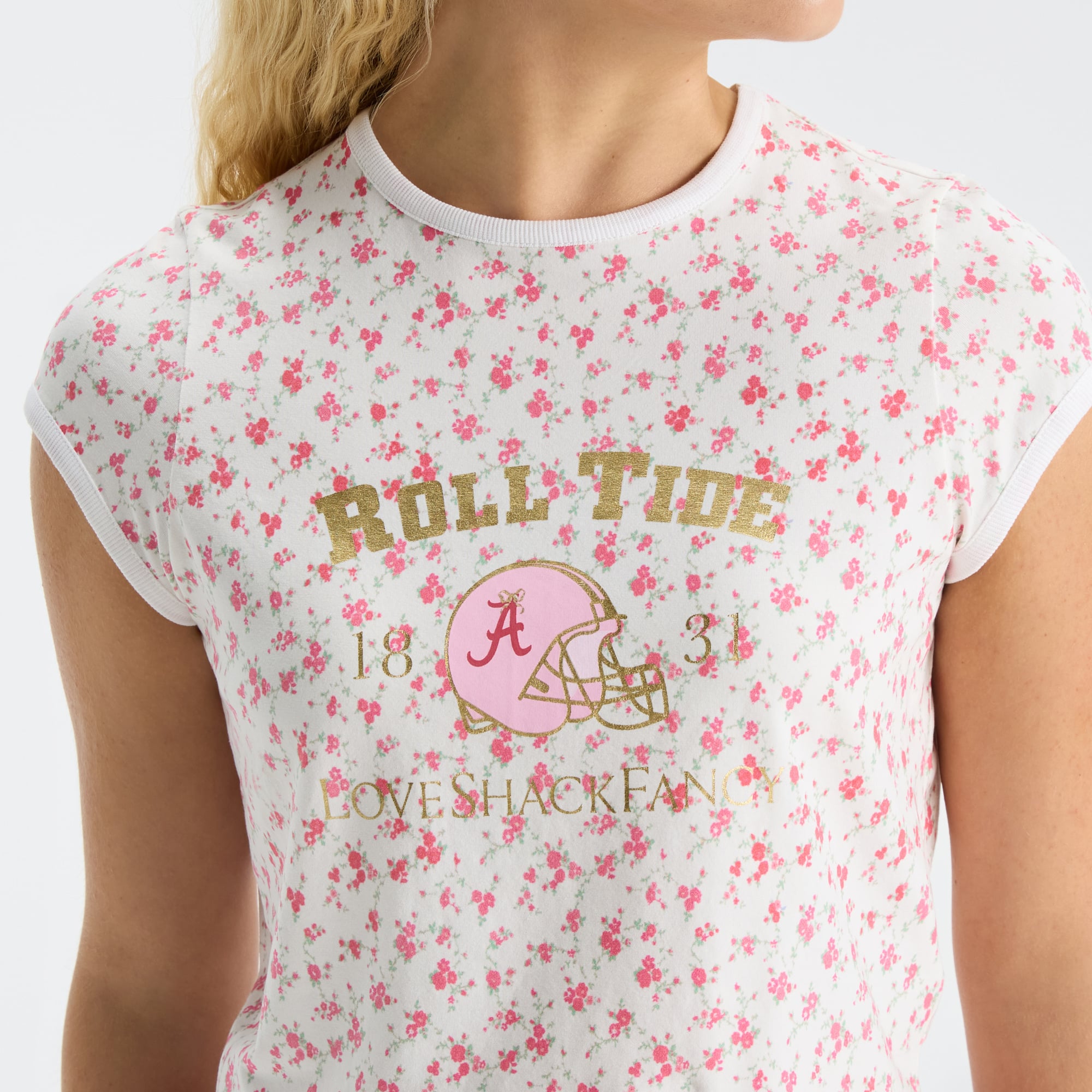T-shirt LoveShackFancy pour femme, motif MaryKate Crimson Tide de l'Alabama.