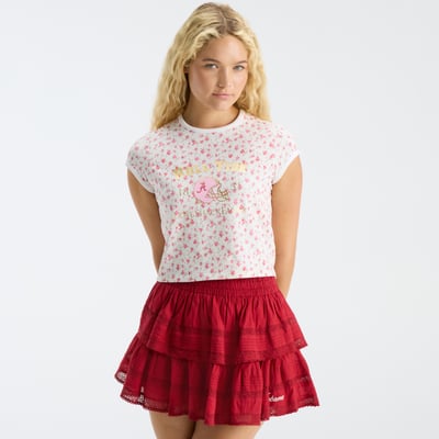 LoveShackFancy Alabama Crimson Tide Women's MaryKate Ringer T-Shirt - Crimson