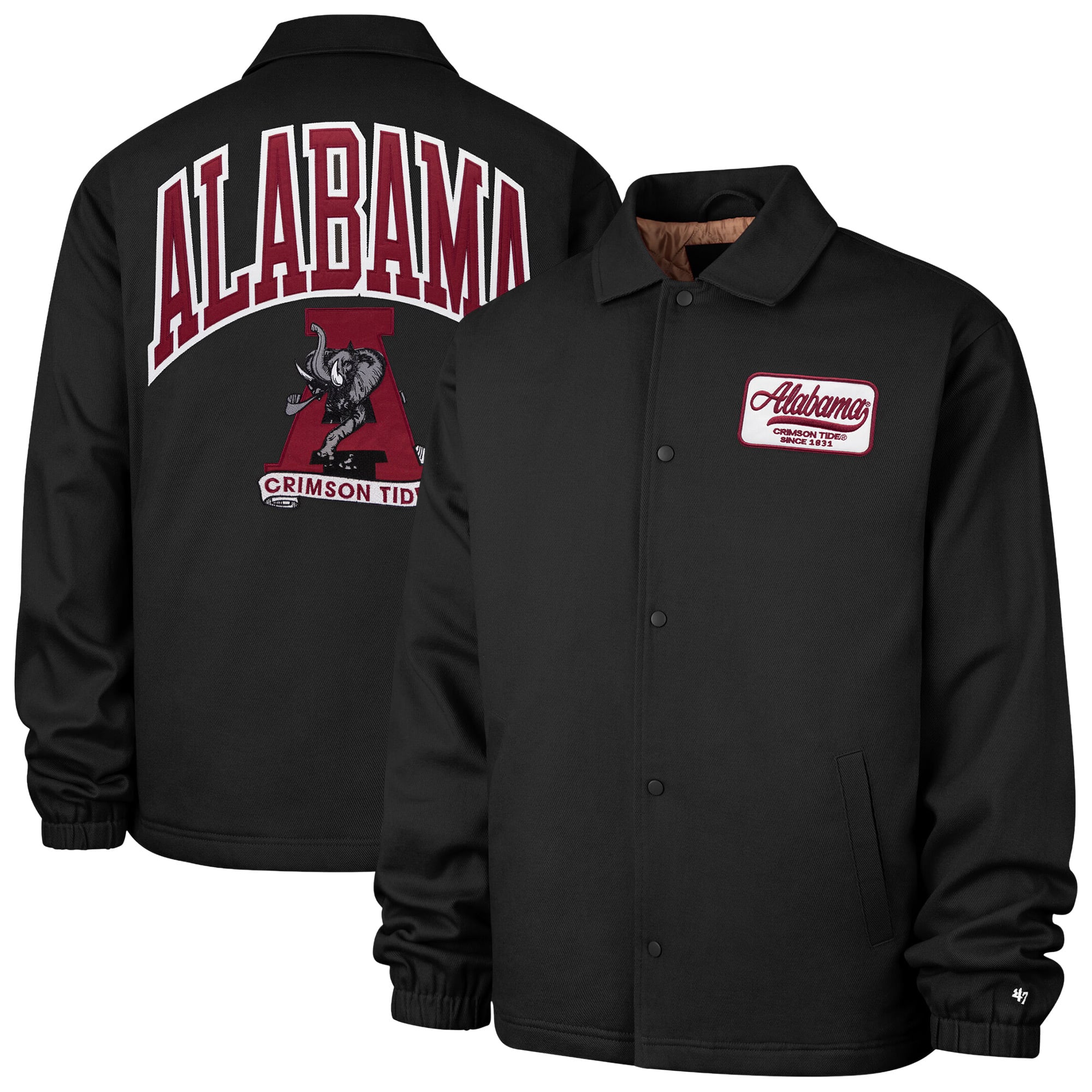 Men's '47 Black Alabama Crimson Tide Retread Full-Snap Coaches Jacket