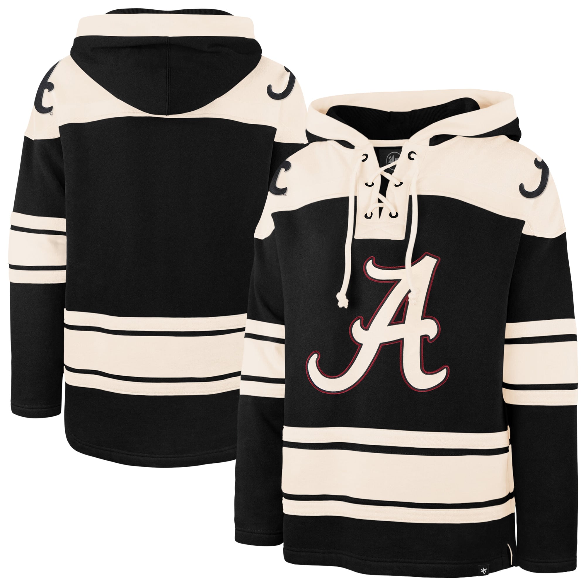 Men's '47  Black Alabama Crimson Tide Superior Lacer Hoodie