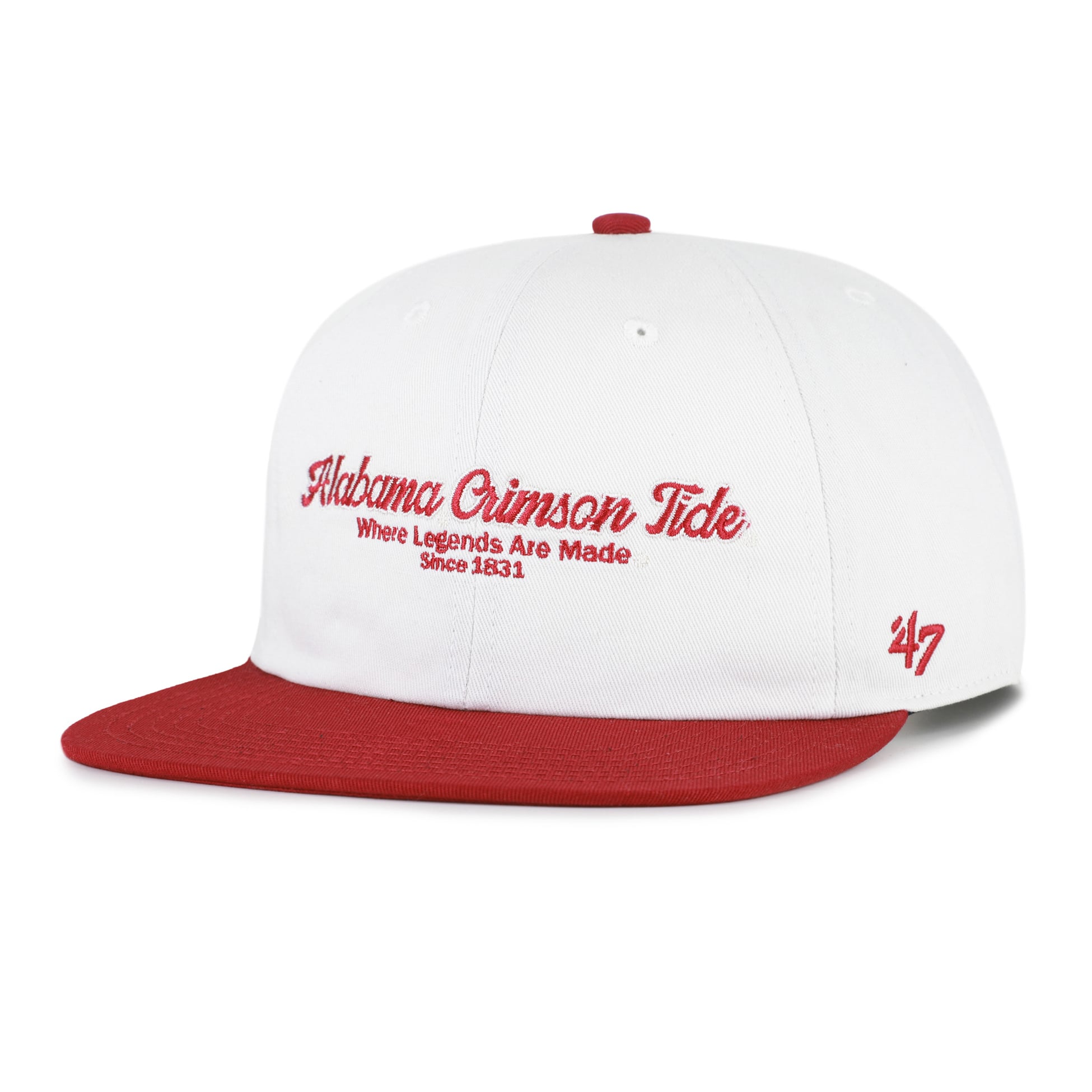 Men's '47 White/Crimson Alabama Crimson Tide Script Stack Relaxed Captain Adjustable Hat
