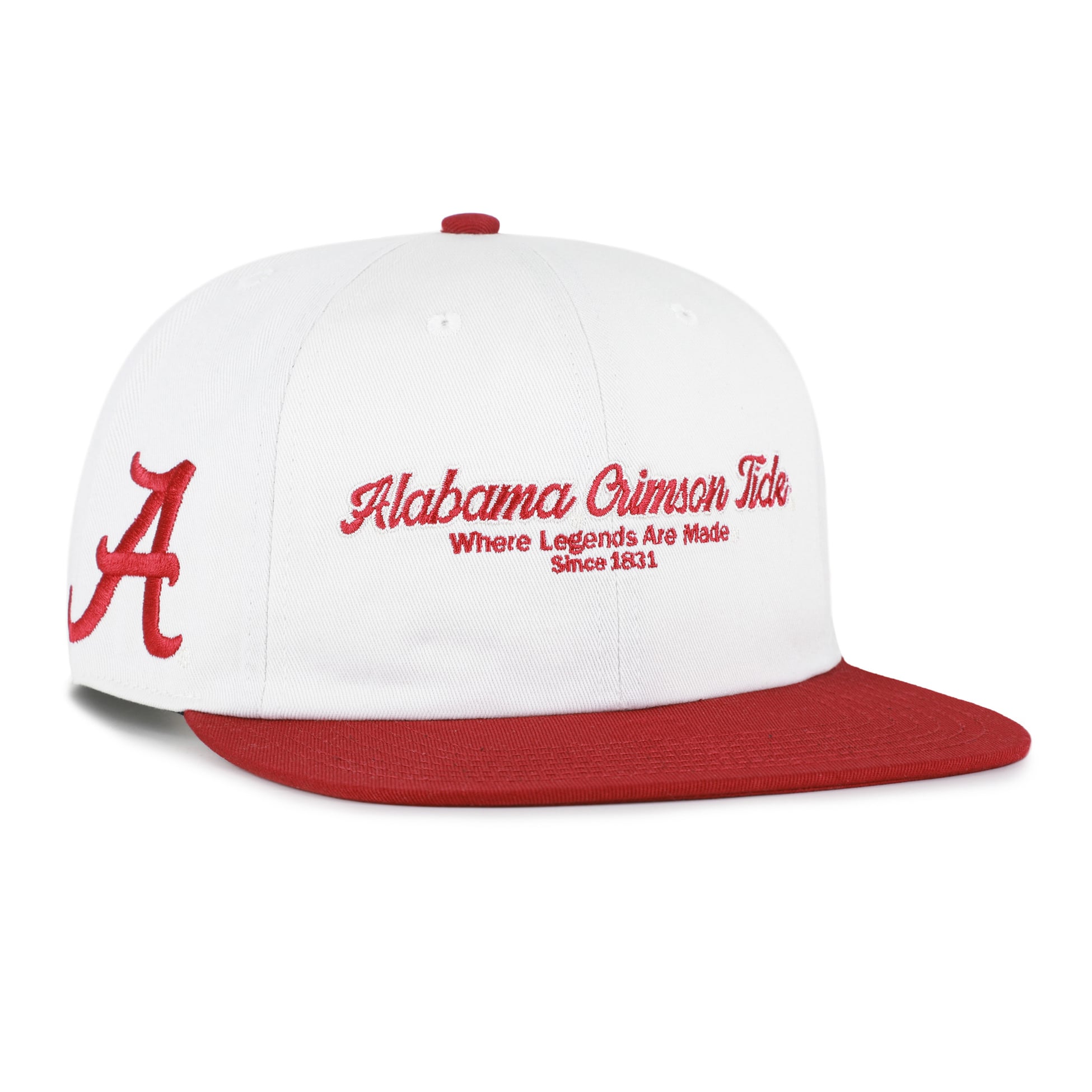 Men's '47 White/Crimson Alabama Crimson Tide Script Stack Relaxed Captain Adjustable Hat