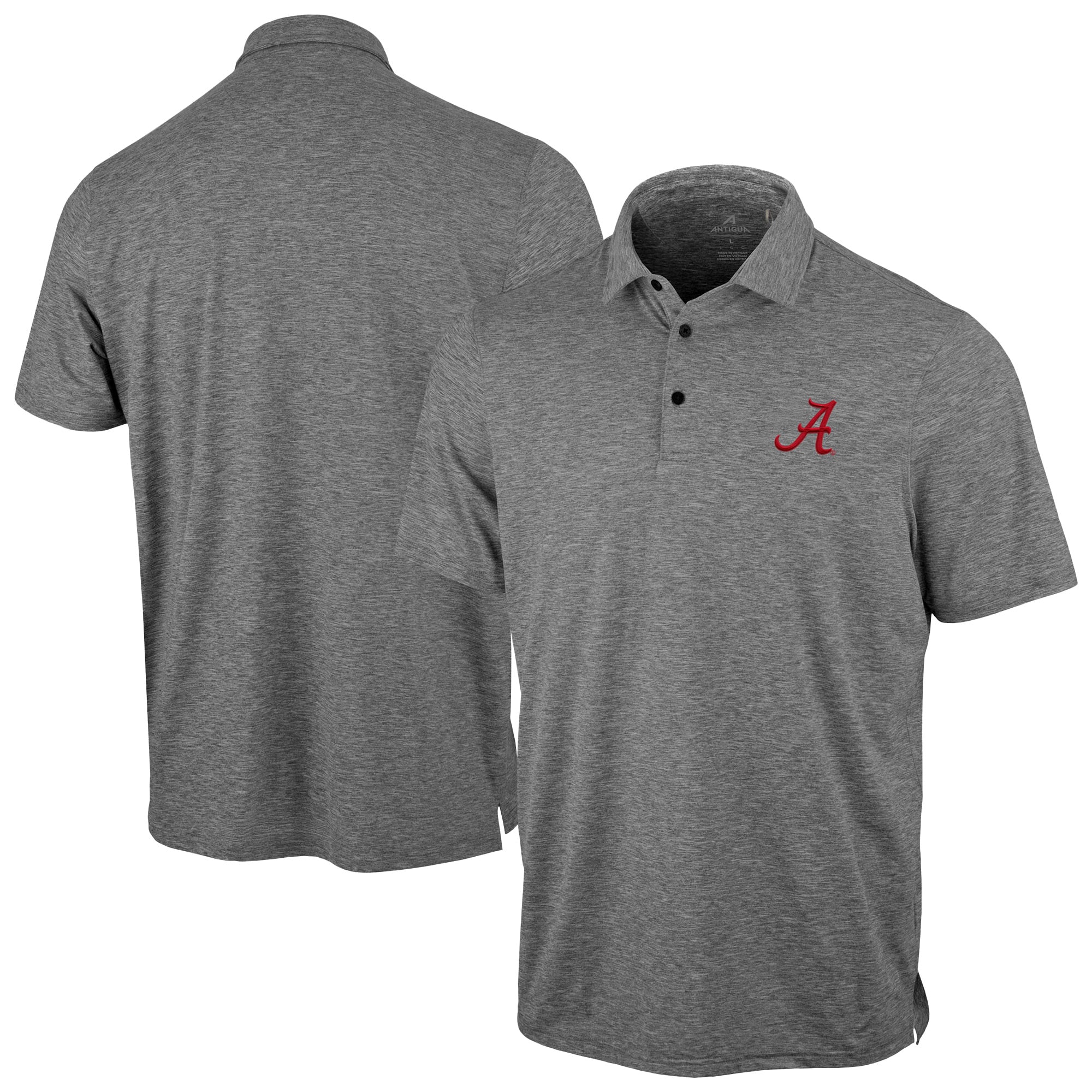 Polo statique Antigua Heather Black Alabama Crimson Tide pour homme