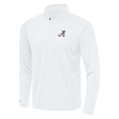 Alabama Crimson Tide Antigua Patriotic Logo Tribute Quarter-Zip Pullover - White
