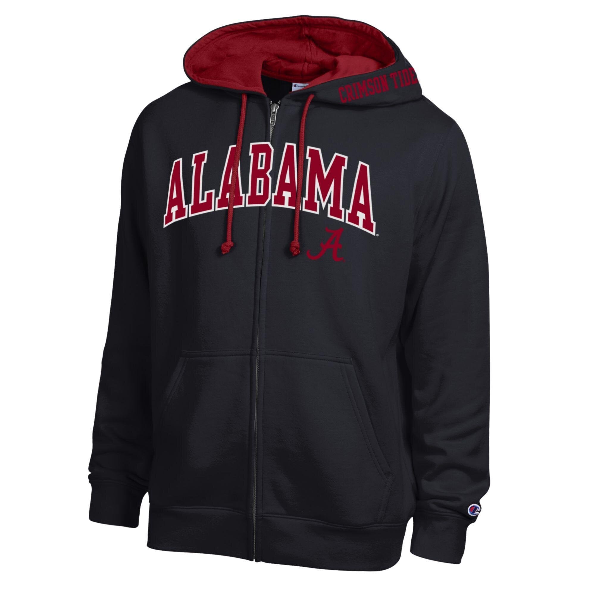 Men's Champion Black Alabama Crimson Tide Arch Logo Full-Zip Fleece Hoodie