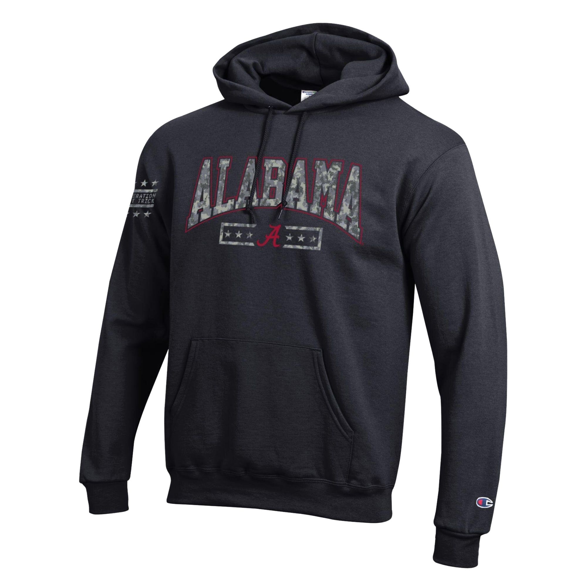 Sweat à capuche en polaire Powerblend noir Champion Alabama Crimson Tide Operation Hat Trick Camo Script pour homme