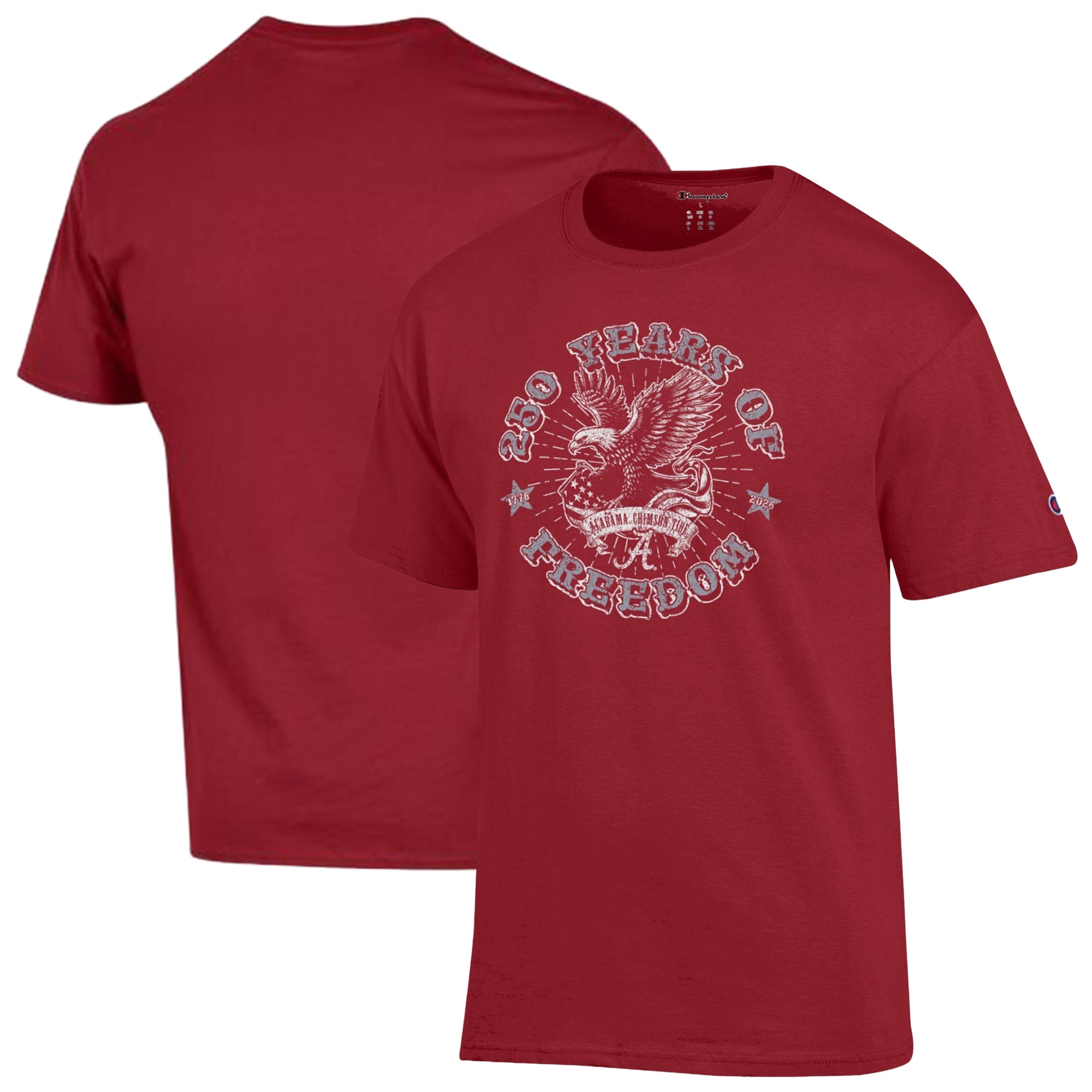 Men's Champion Crimson Alabama Tide Americana 250 Years of Freedom Tonal T-Shirt