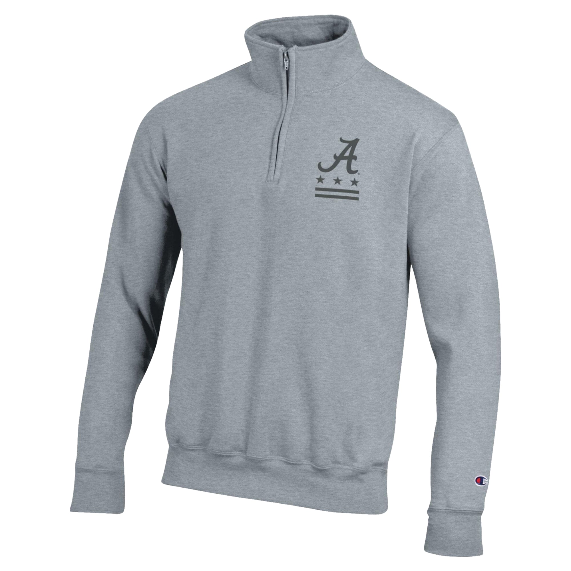 Pull-over à col zippé Champion Heather Gray Alabama Crimson Tide Operation Hat Trick Flag en polaire Powerblend Powerblend.