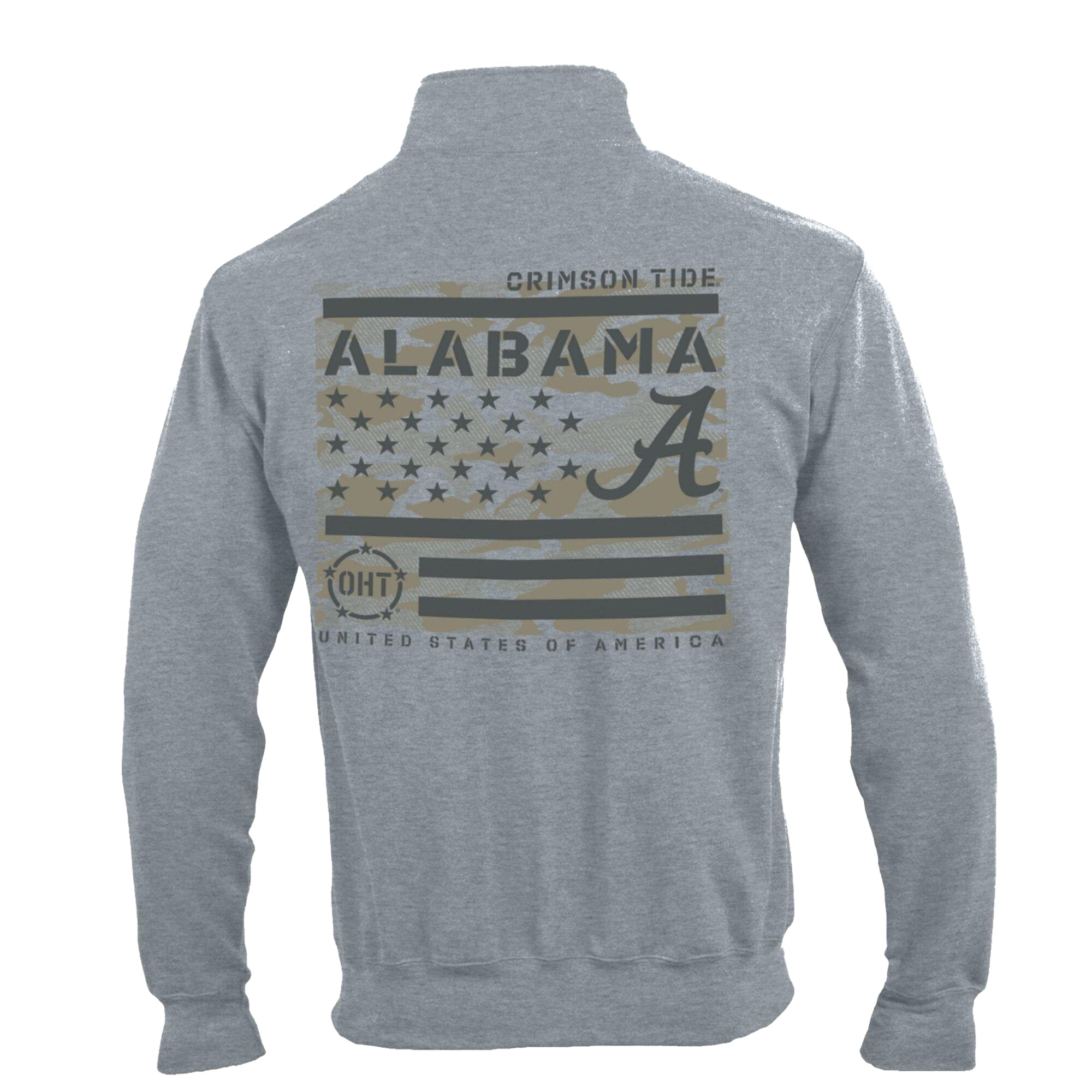 Pull-over à col zippé Champion Heather Gray Alabama Crimson Tide Operation Hat Trick Flag en polaire Powerblend Powerblend.