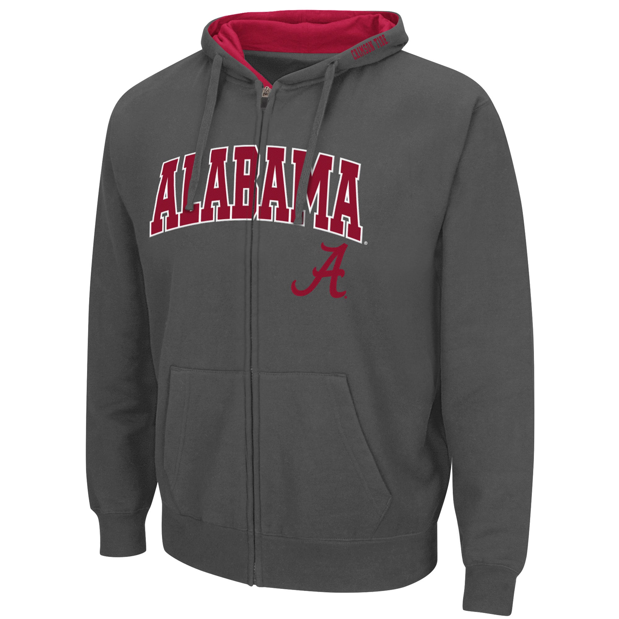 Sweat à capuche zippé Colosseum Charcoal Alabama Crimson Tide Arch & Logo 3.0 pour homme