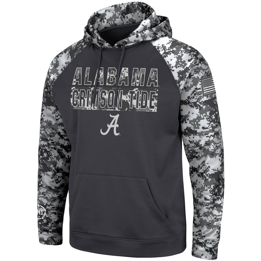 Men's Colosseum Charcoal Alabama Crimson Tide OHT Military Appreciation  Digital Camo Pullover Hoodie