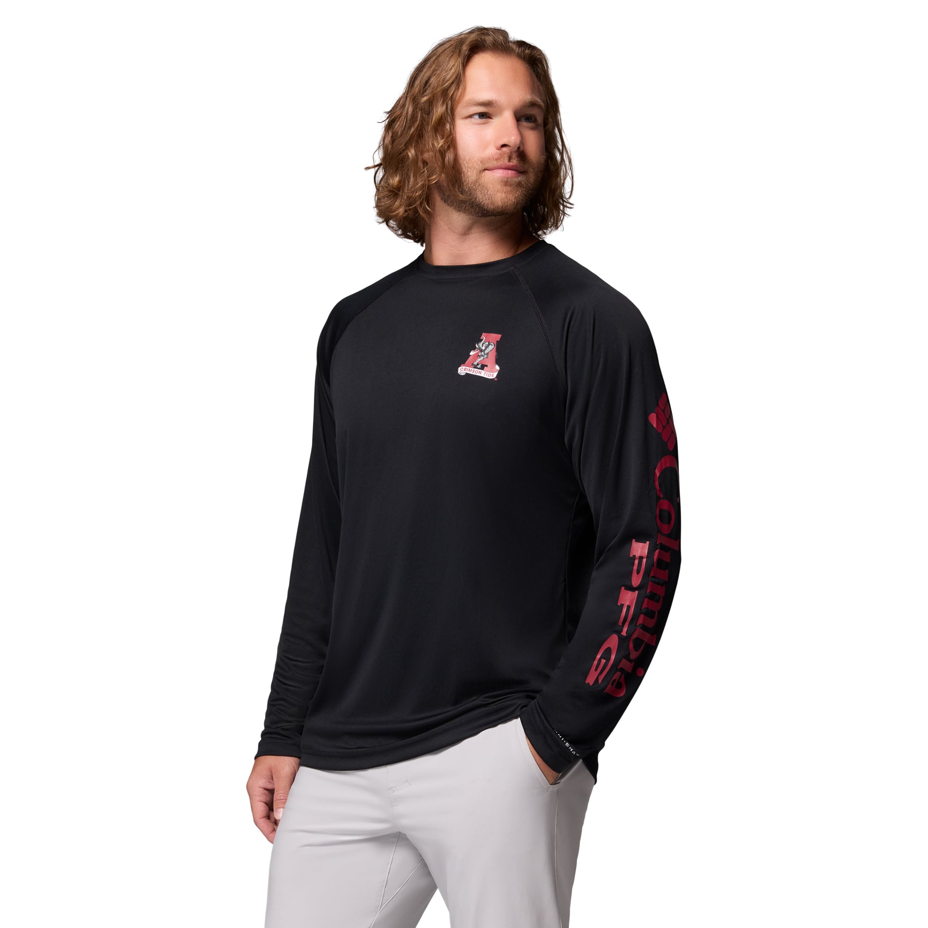 T-shirt à manches longues raglan Columbia Alabama Crimson Tide Terminal Tackle Omni-Shade pour homme