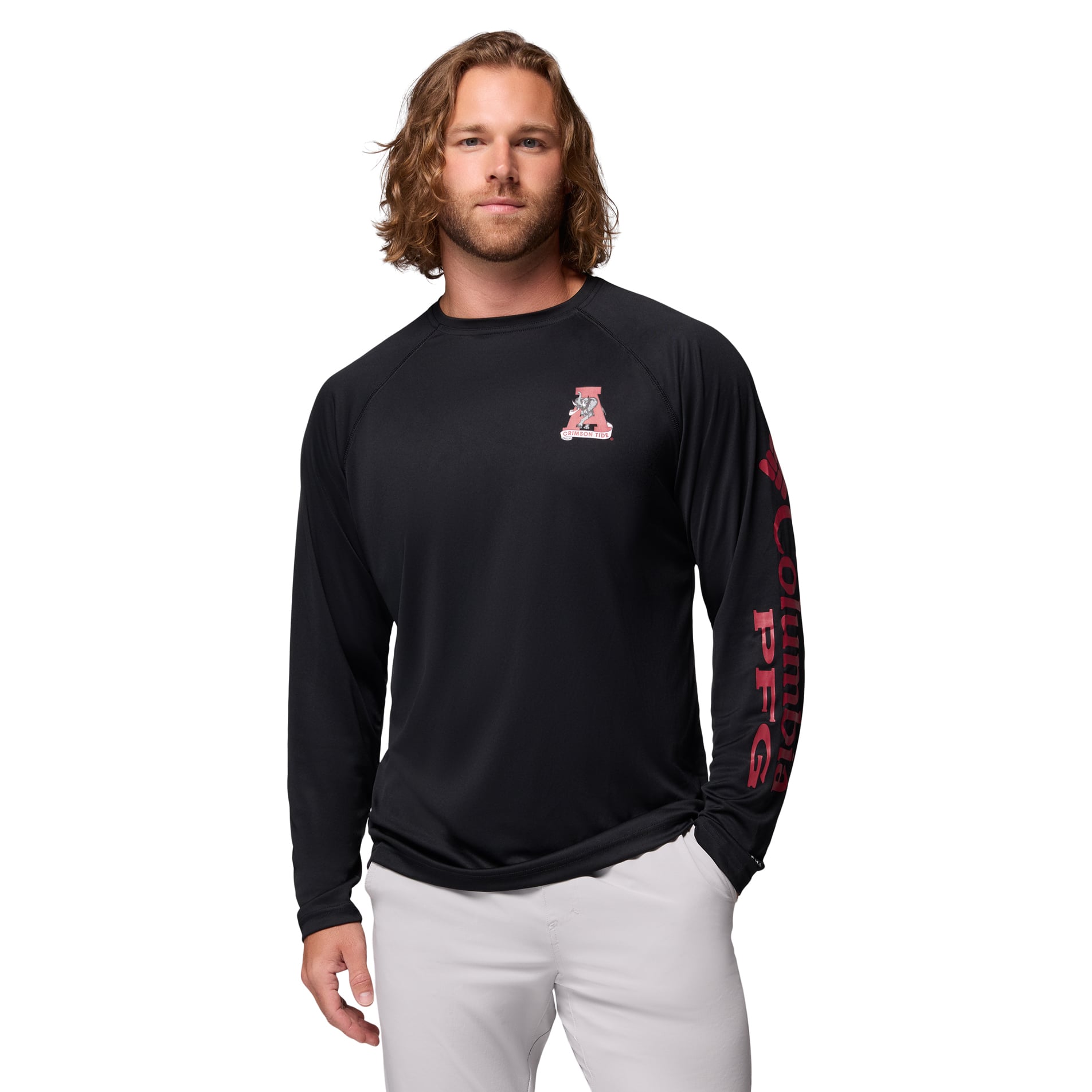 T-shirt à manches longues raglan Columbia Alabama Crimson Tide Terminal Tackle Omni-Shade pour homme