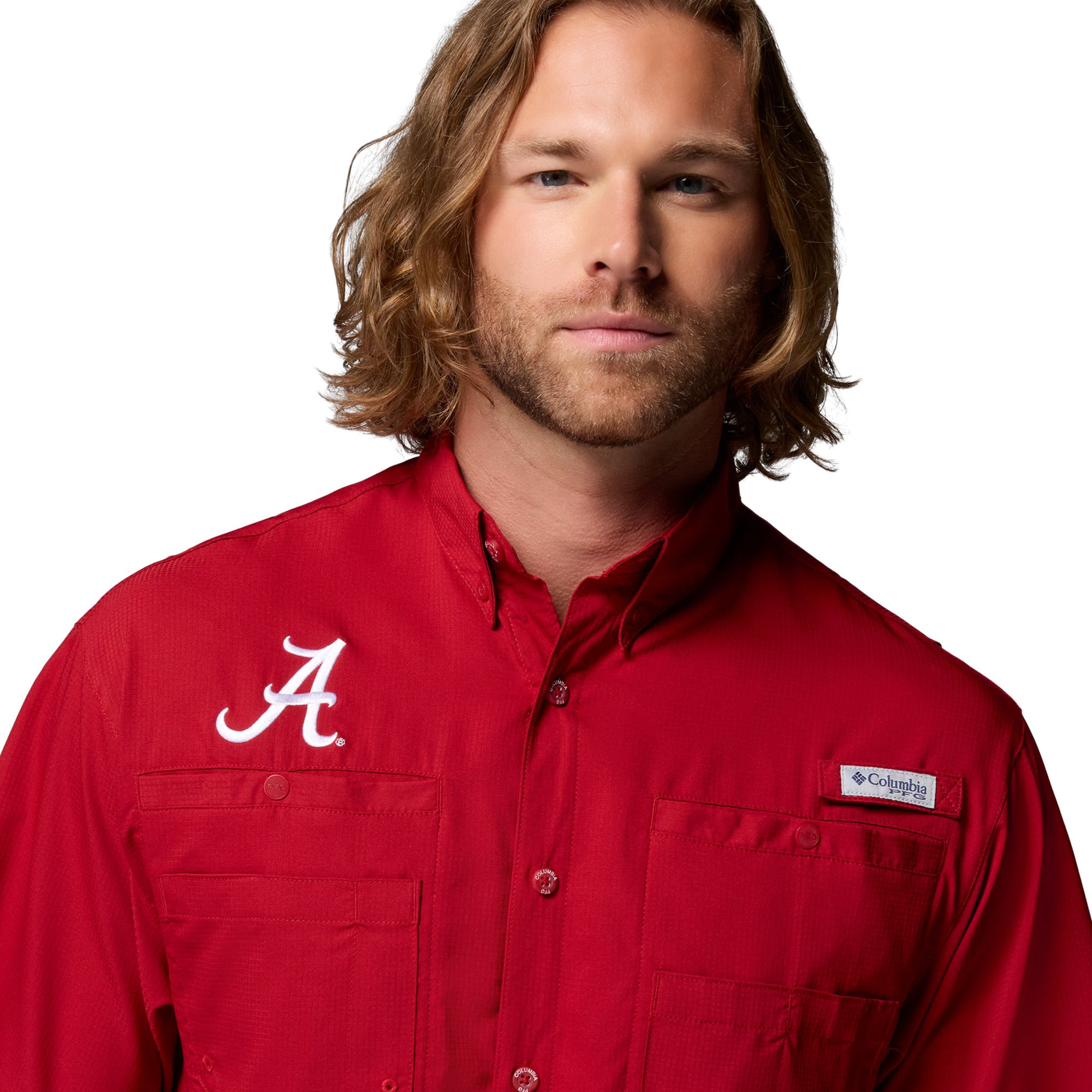Chemise Columbia Crimson Alabama Tide PFG Tamiami pour homme