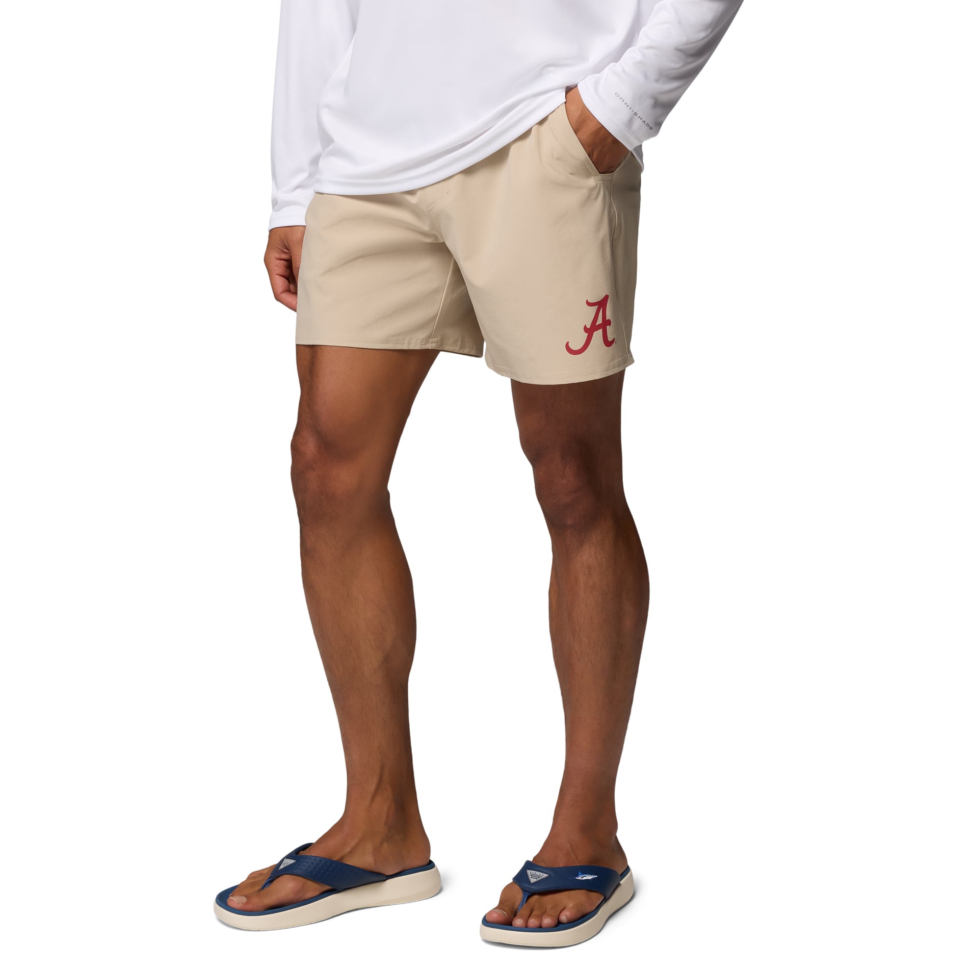 Men's Columbia Natural Alabama Crimson Tide PFG Terminal Roamer™ Omni-Shade™ Stretch Shorts