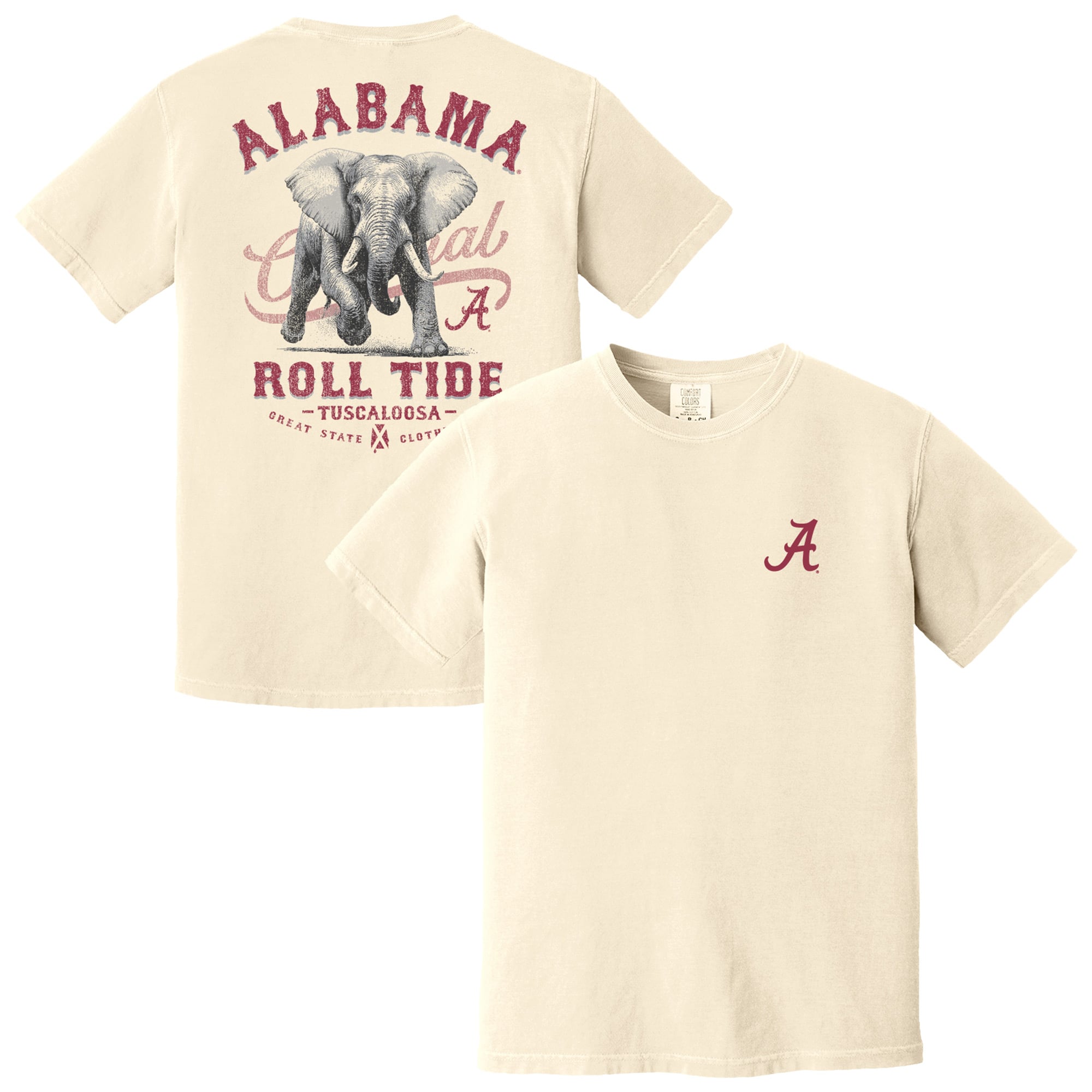 Men's Cream Alabama Crimson Tide Vintage Mascot T-Shirt