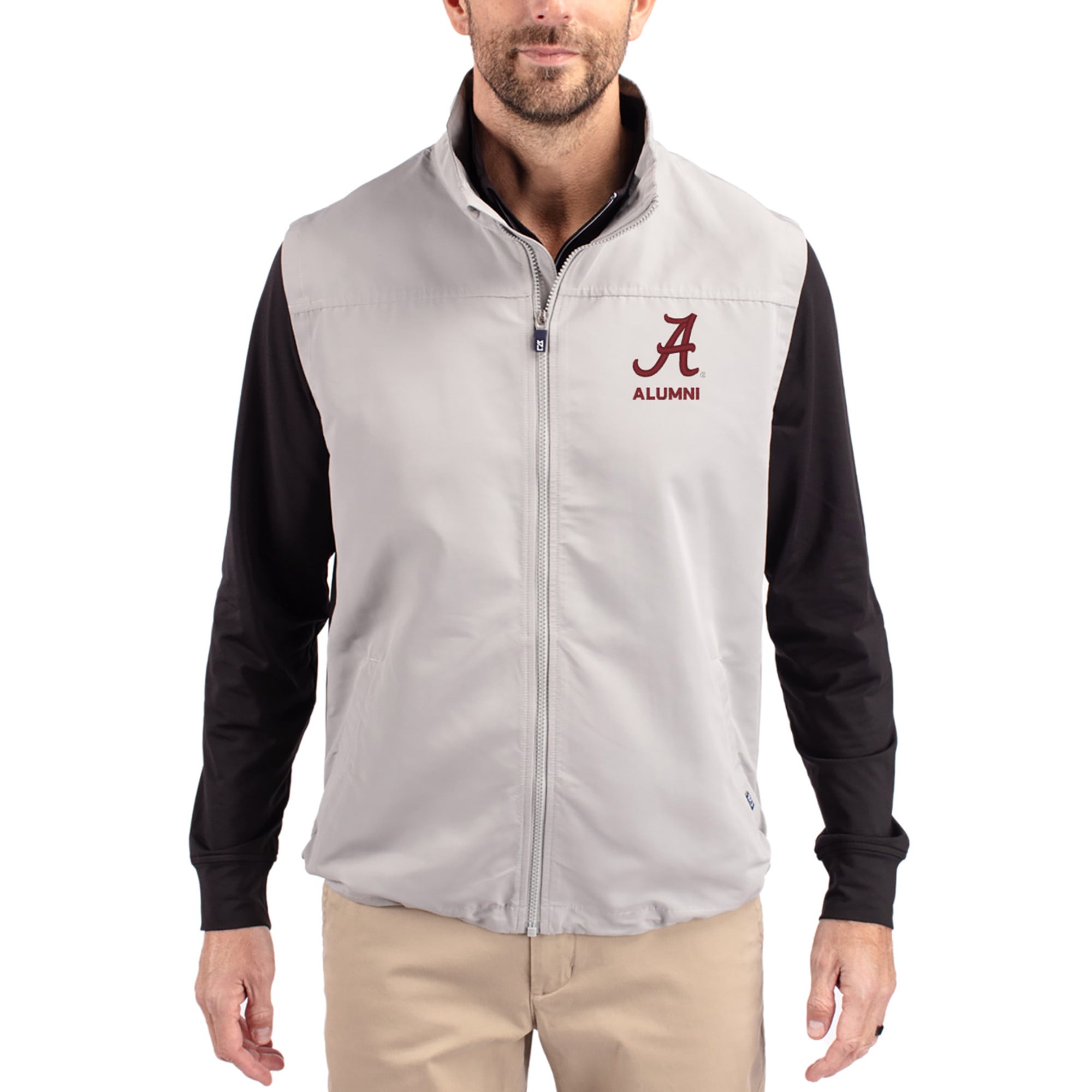 Men's Cutter & Buck Gray Alabama Crimson Tide Charter Eco Recycled Full-Zip Vest