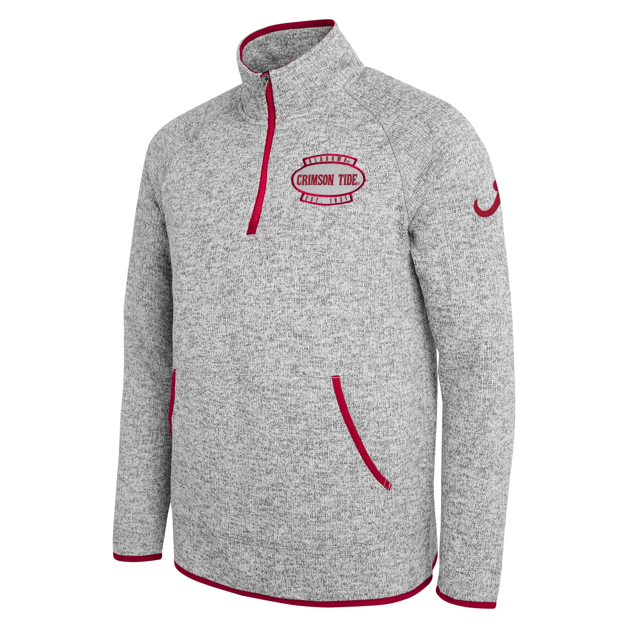 Pull en maille à col zippé gris Alabama Crimson Tide de la collection Darius Rucker pour homme par Fanatics