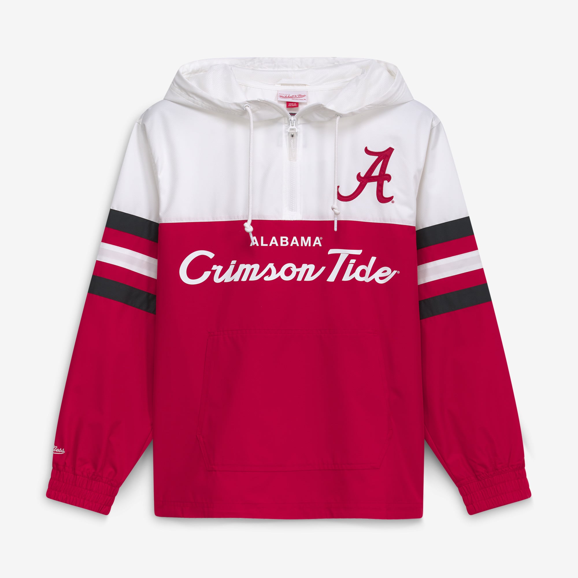 Men's Mitchell & Ness Crimson Alabama Tide Head Coach Lightweight Anorak Half-Zip Windbreaker
