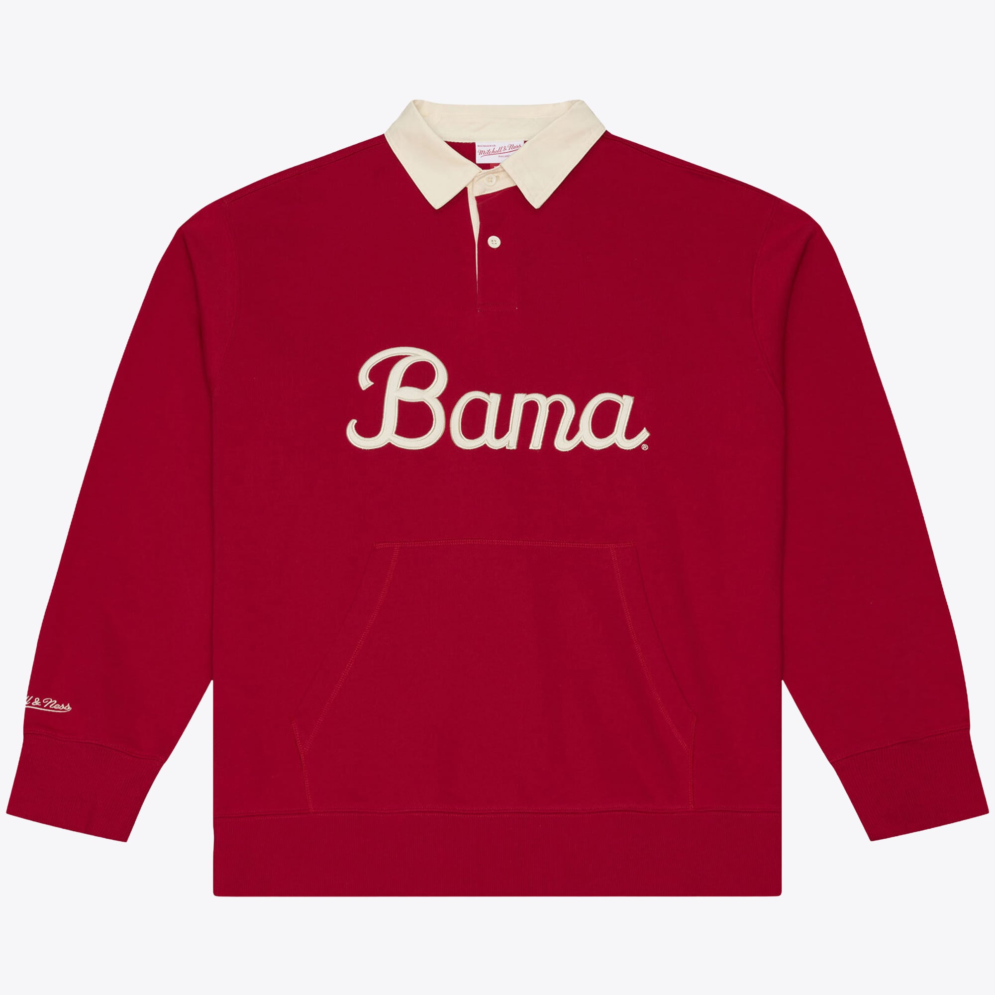 Polo à manches longues Mitchell & Ness Crimson Alabama Tide Retro Roots en molleton français pour homme
