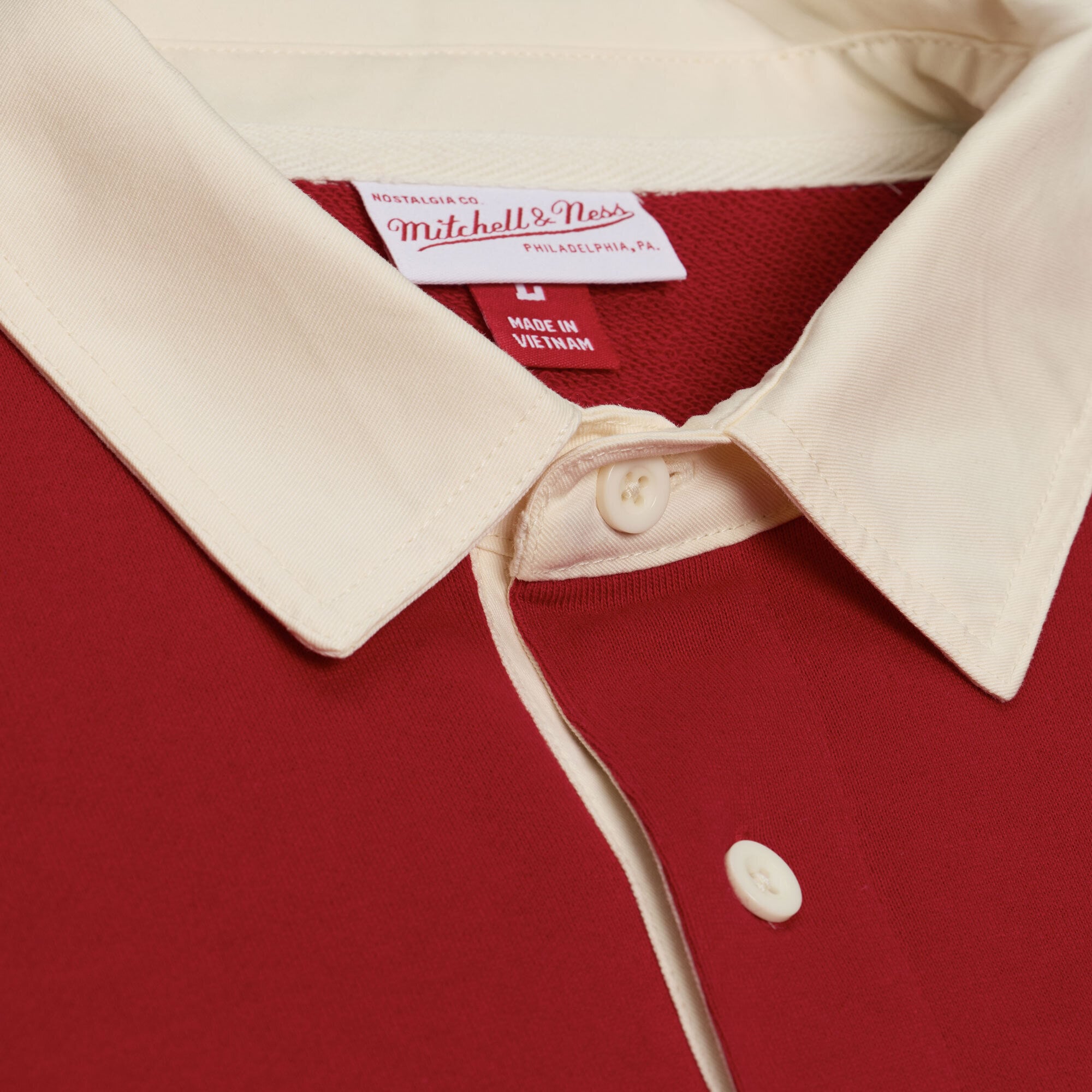 Polo à manches longues Mitchell & Ness Crimson Alabama Tide Retro Roots en molleton français pour homme