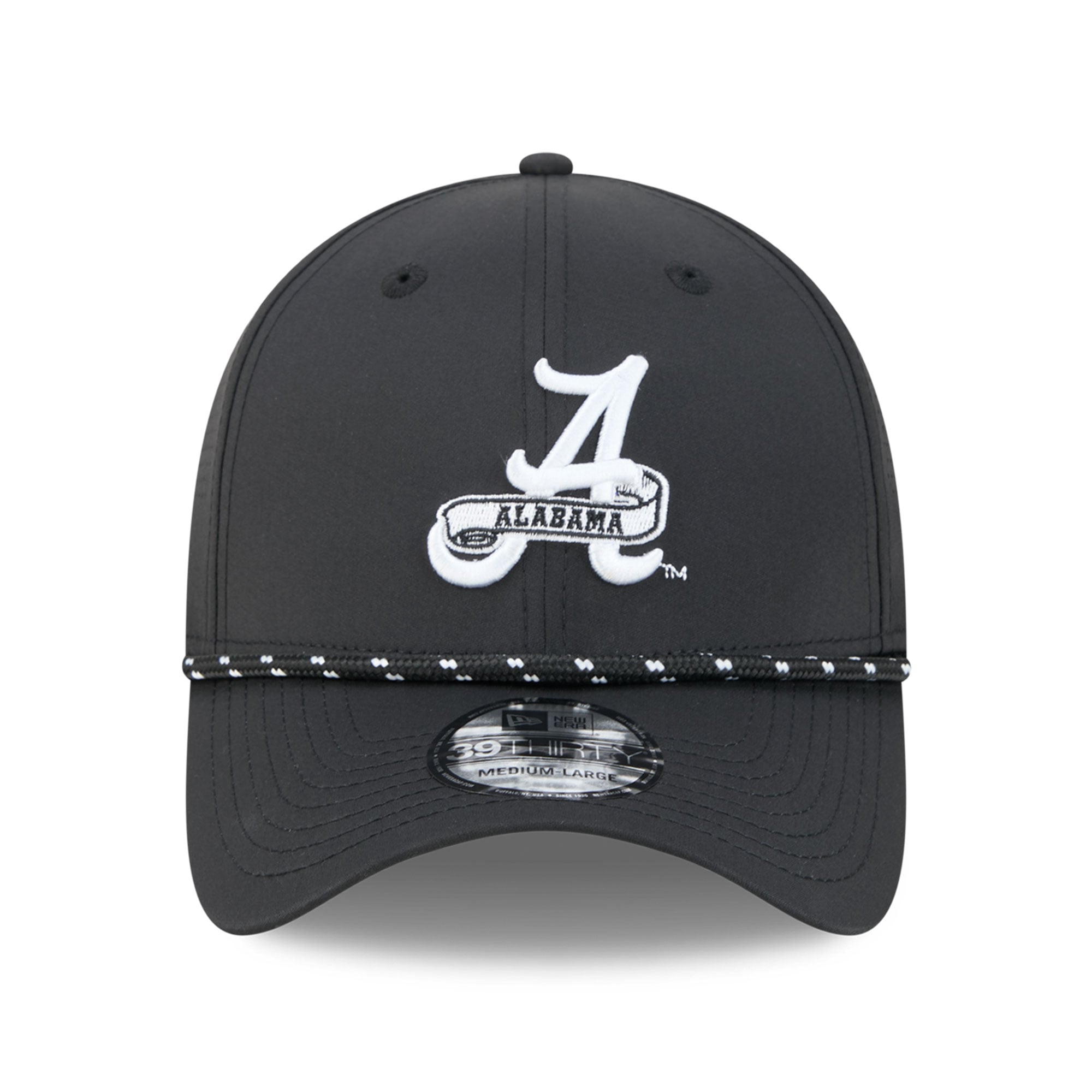 Casquette extensible New Era noire Alabama Crimson Tide Vault Inline Performance Rope 39THIRTY pour homme