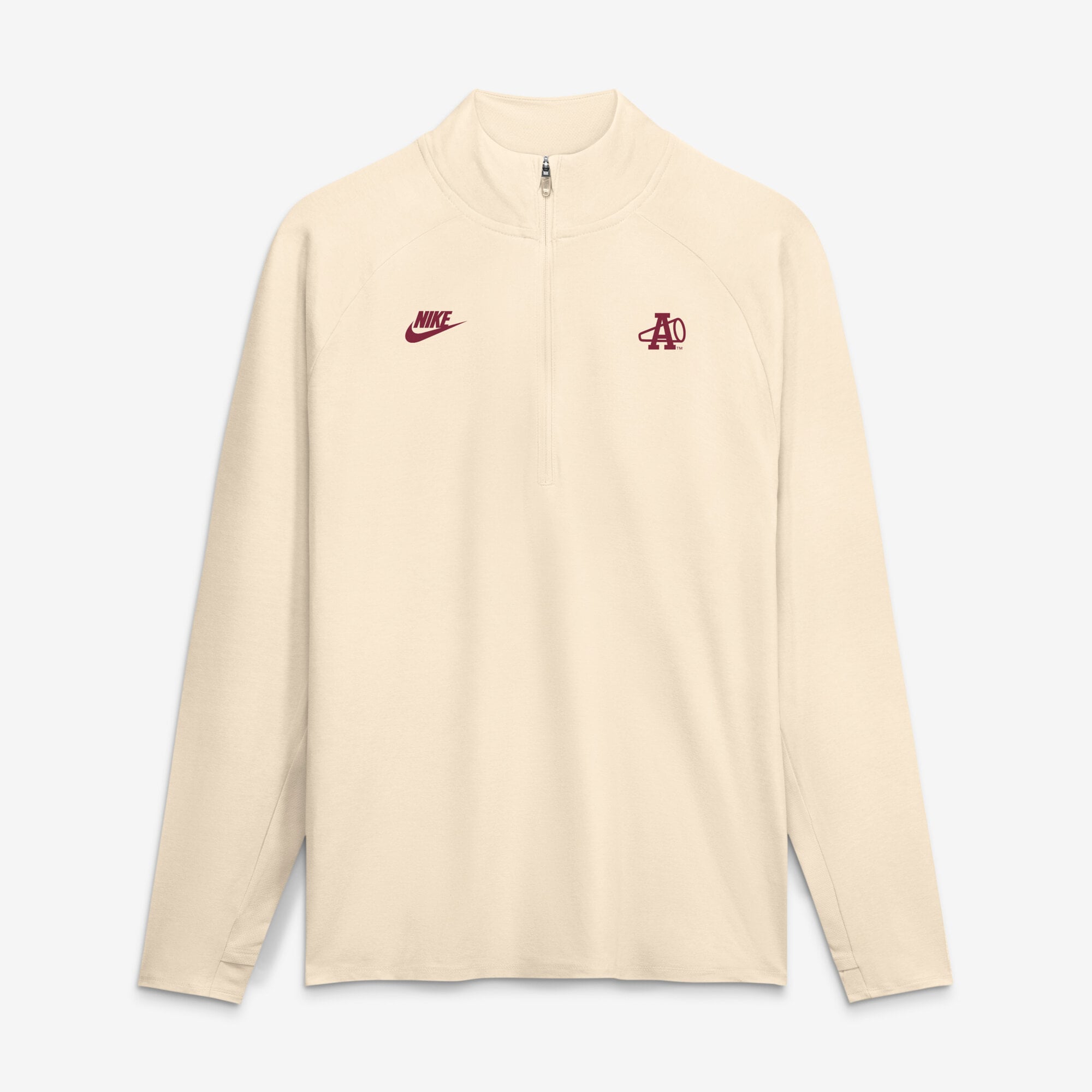 Pull-over Nike Stride Raglan Dri-FIT demi-zip crème pour homme, Alabama Crimson Tide