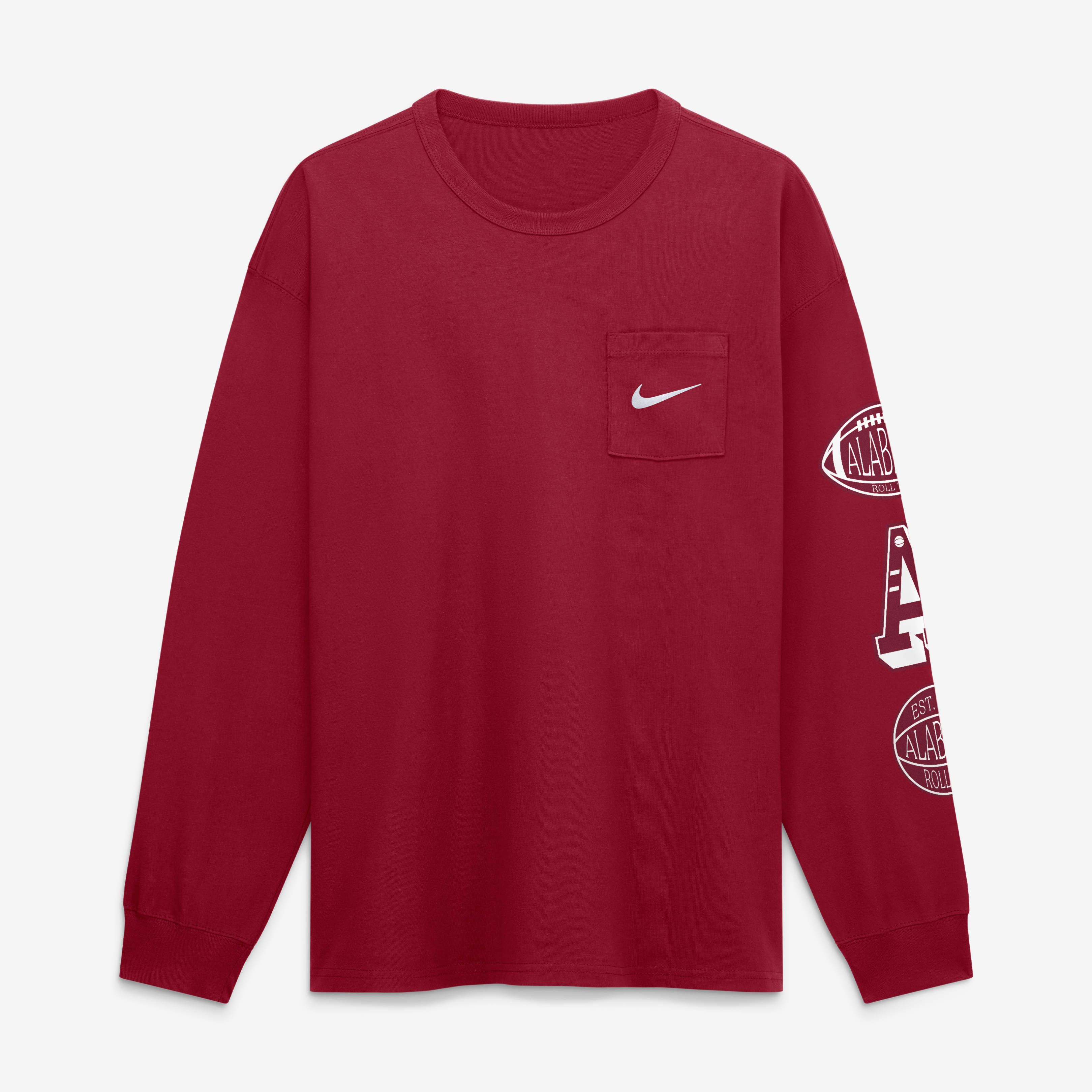 T-shirt à manches longues et poche Nike Crimson Alabama Tide pour homme