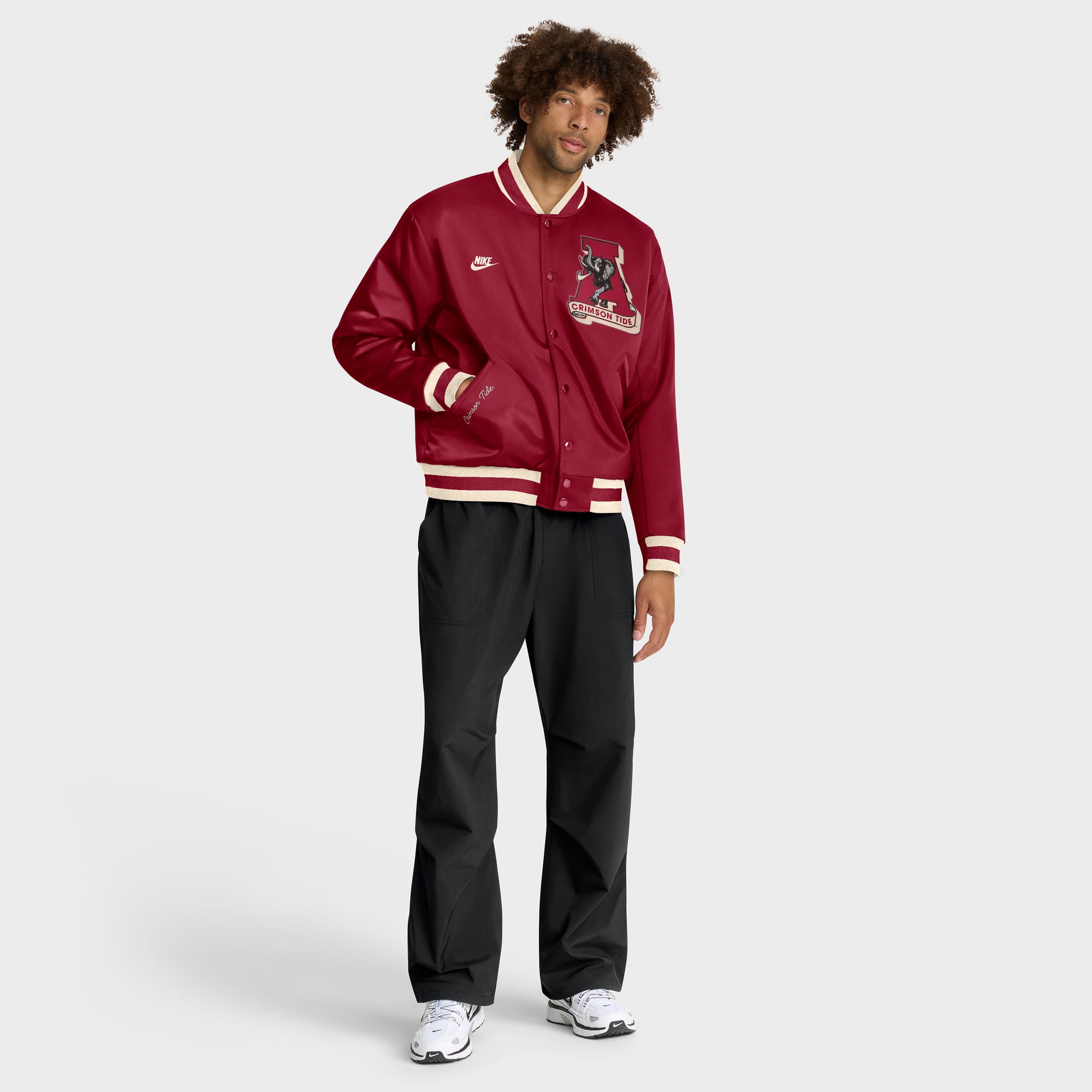 Veste aviateur Nike Crimson Alabama Tide Legacy à boutons-pression pour homme