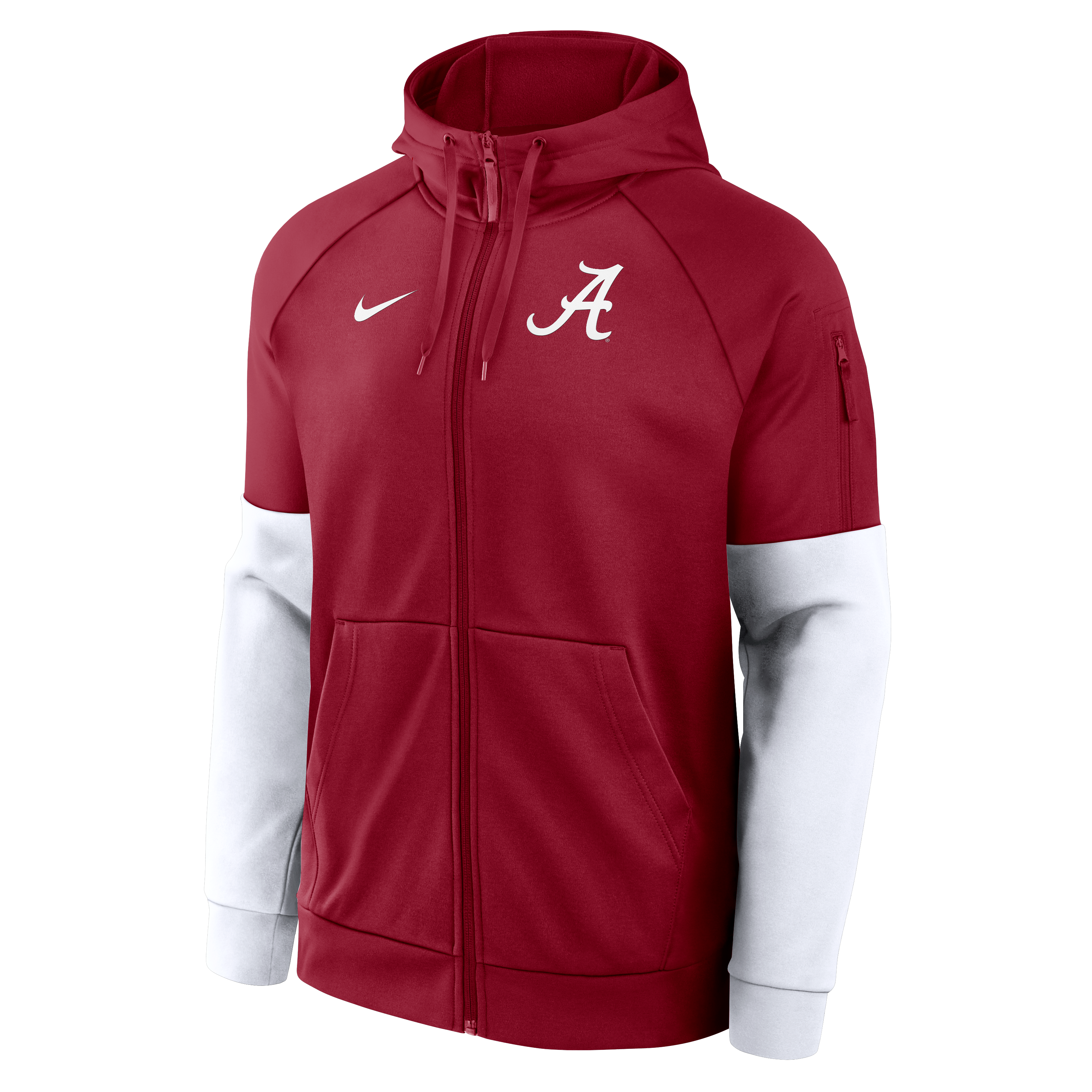 Sweat à capuche zippé Nike Crimson Alabama Tide Primetime Primary Logo Therma-FIT Raglan pour homme