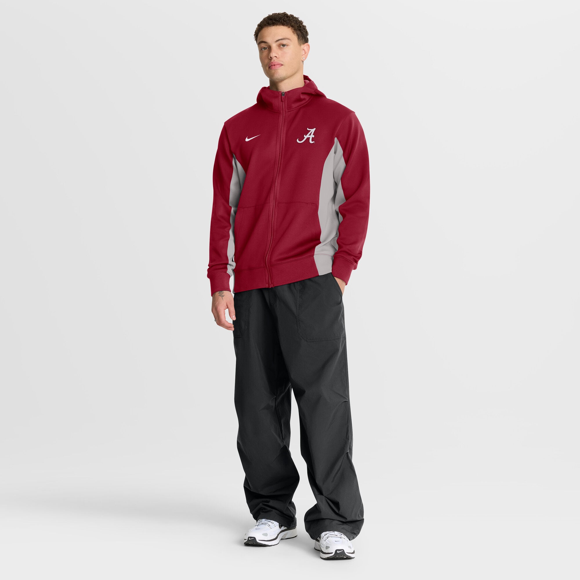 Men's Nike Crimson/Gray Alabama Crimson Tide Courtside Game Dri-FIT Full-Zip Hooded Jacket