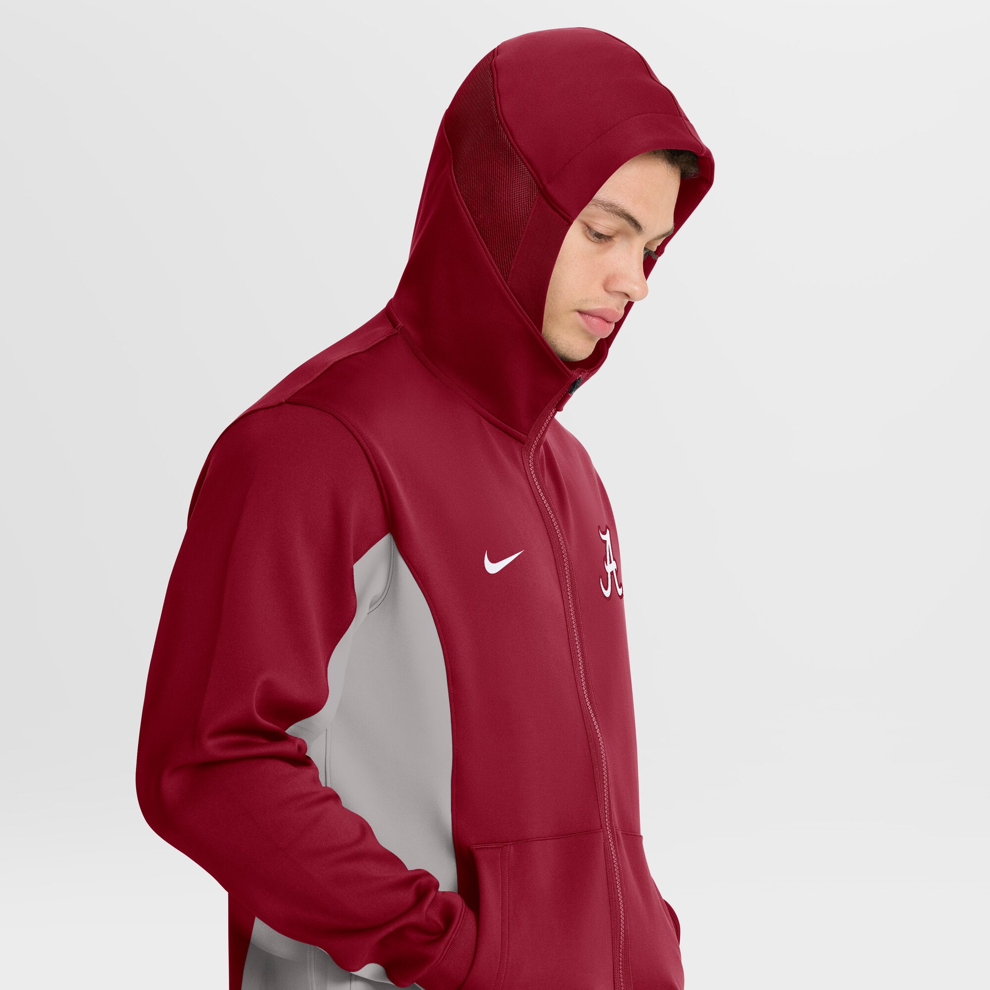 Men's Nike Crimson/Gray Alabama Crimson Tide Courtside Game Dri-FIT Full-Zip Hooded Jacket