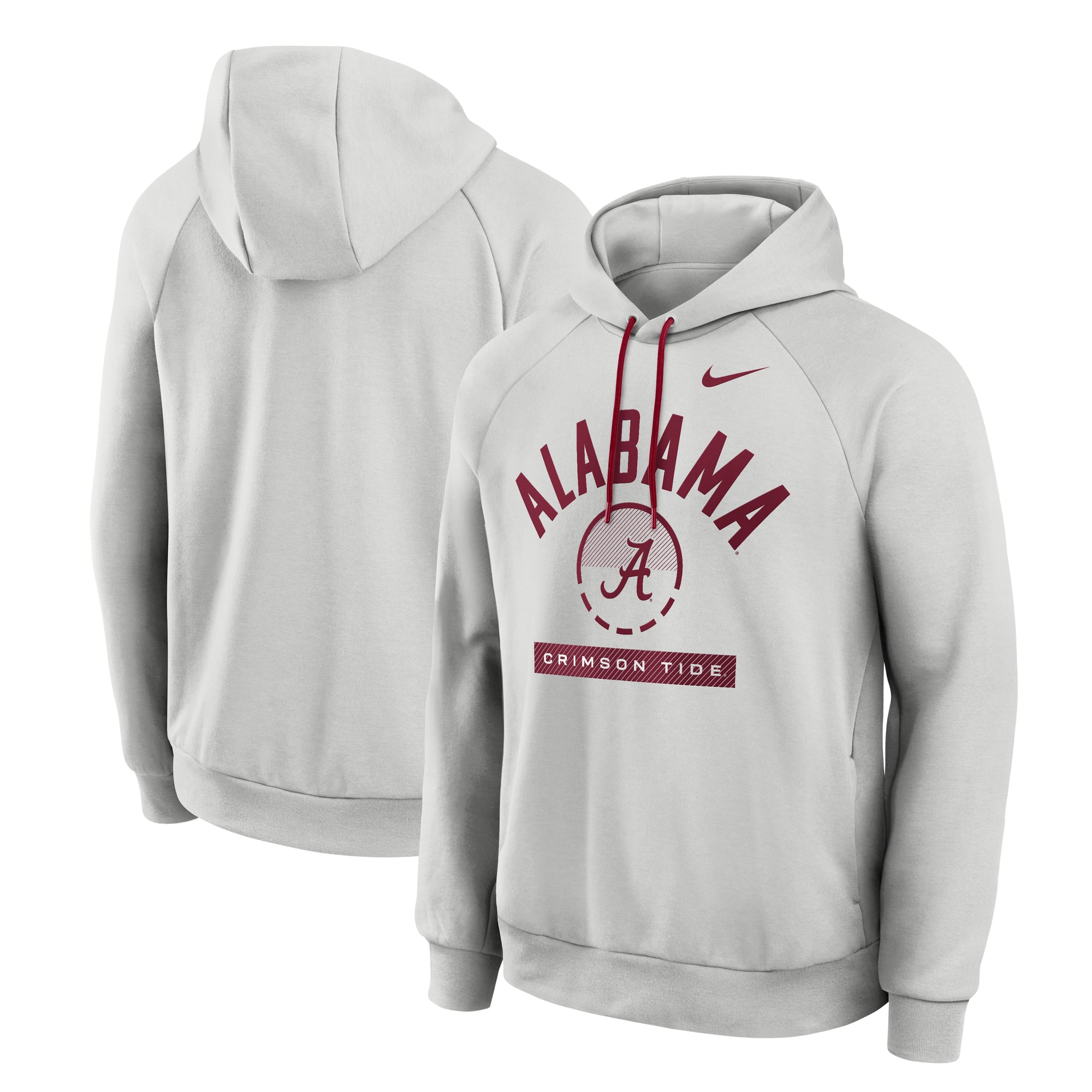 Sweat à capuche raglan en polaire Dri-FIT Nike gris Alabama Crimson Tide pour homme