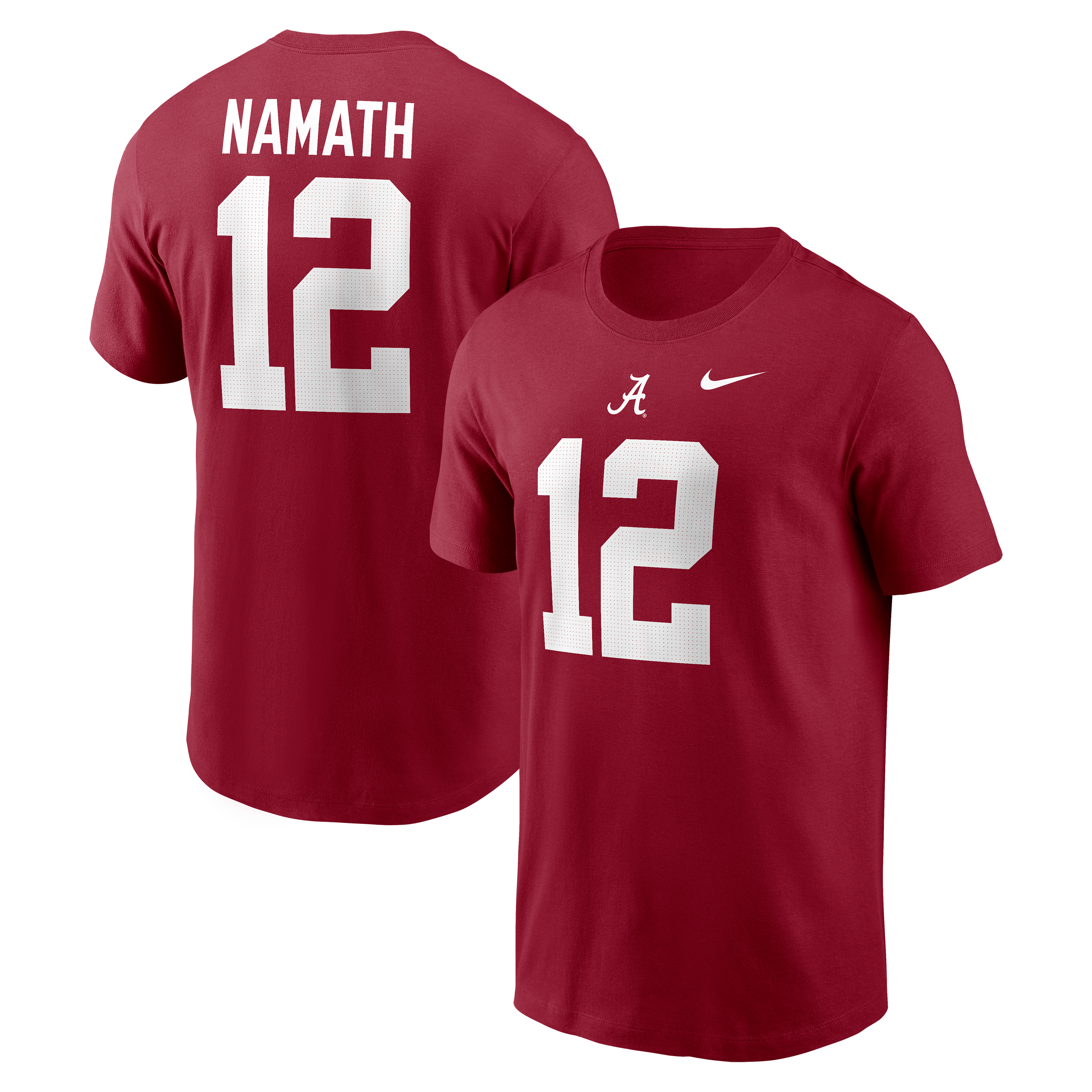 T-shirt Nike pour homme Joe Namath Crimson Alabama Tide avec nom et numéro